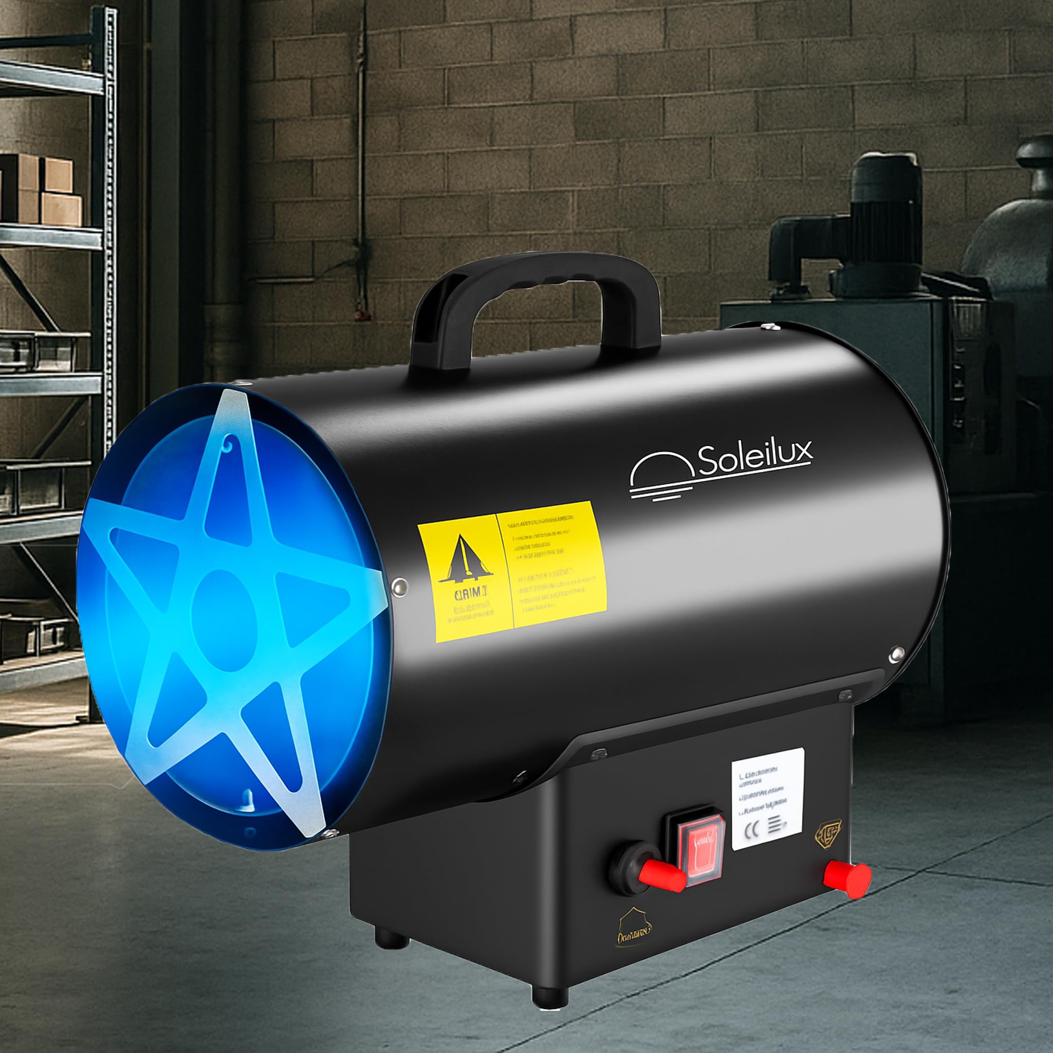 Generatore Riscaldatore Cannone Ventilato aria calda a gas GPL 15 kW, con avviamento piezoelettrico con regolatore e tubo 1,5 m