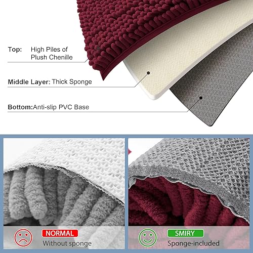 Miniatura 5 de smiry - Tapetes de baño de espuma viscoelástica en forma de U, supersuaves, absorbentes, antideslizantes, contorneados, lavables a máquina, para el