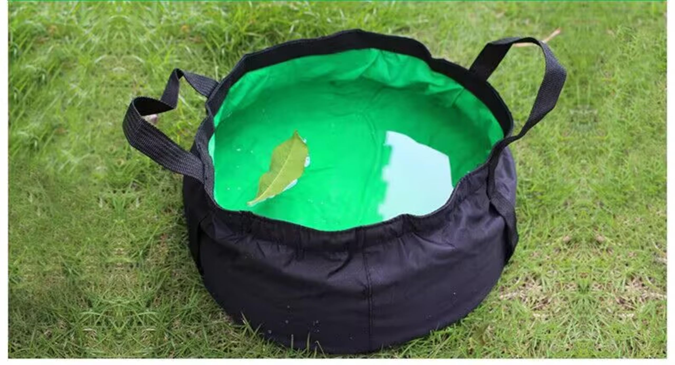 Vasca da bagno pieghevole per esterni, bacinella portatile con manici, Nero-Verde
