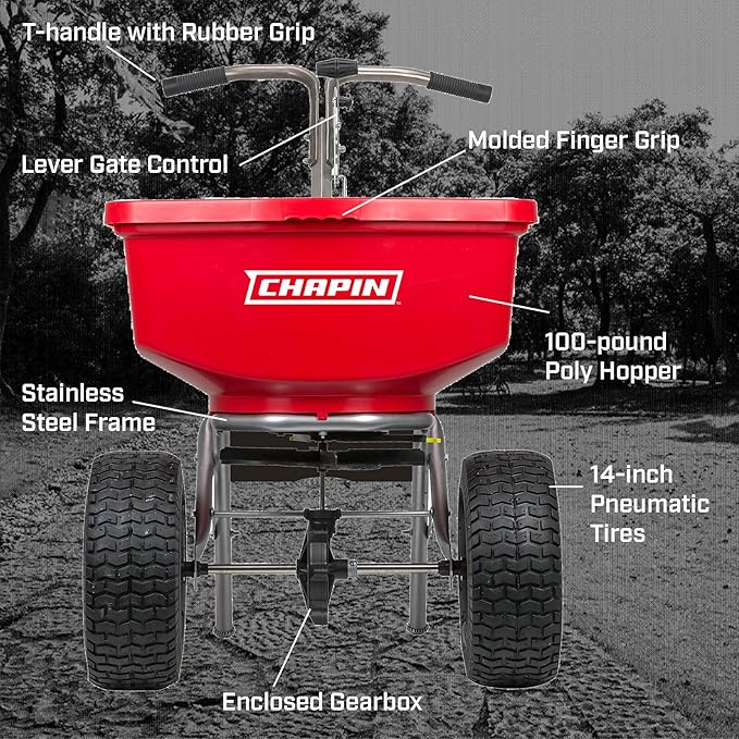 Chapin International 8400C Esparcidor Profesional 100 lb Acero Inoxidable Rojo miniatura 2