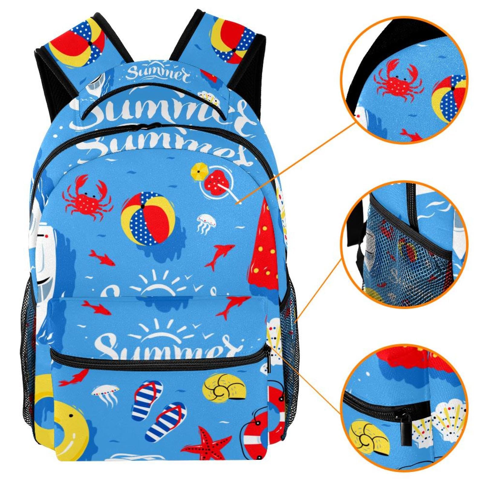 Zaino scolastico per uomini e donne, borsa da viaggio per computer portatile blu estivo, zaino leggero per università, zaino casual per libri
