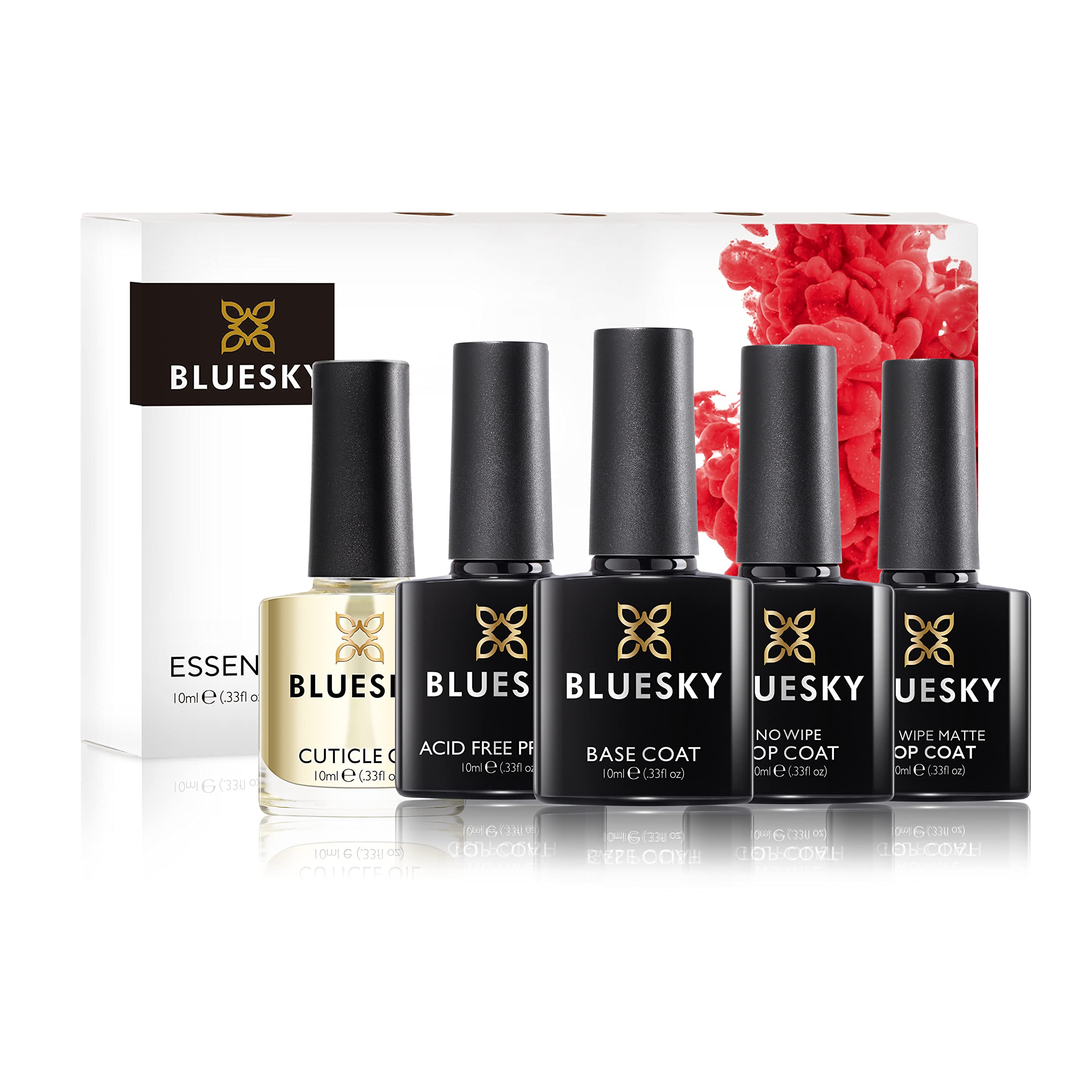 BLUESKY Gelnagellack Set | 5/6 UV Lacke zum Preis von 4/5 | Gel-Nagellack für glänzende und schöne Nägel | langer Halt von bis zu 3 Wochen (BLUESKY Essential 5er Set)