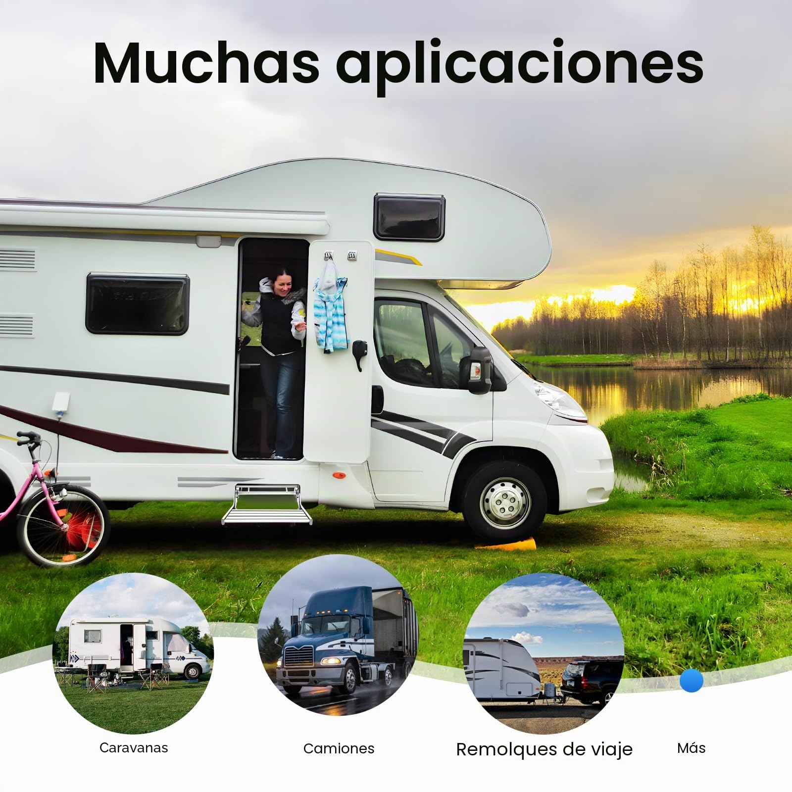 Peldaños para caravana Trittstufe manual para autocaravana plegable Camper Stufe de entrada Trittstufe con capacidad de hasta 150 kg RV Schritt con tiras antideslizantes