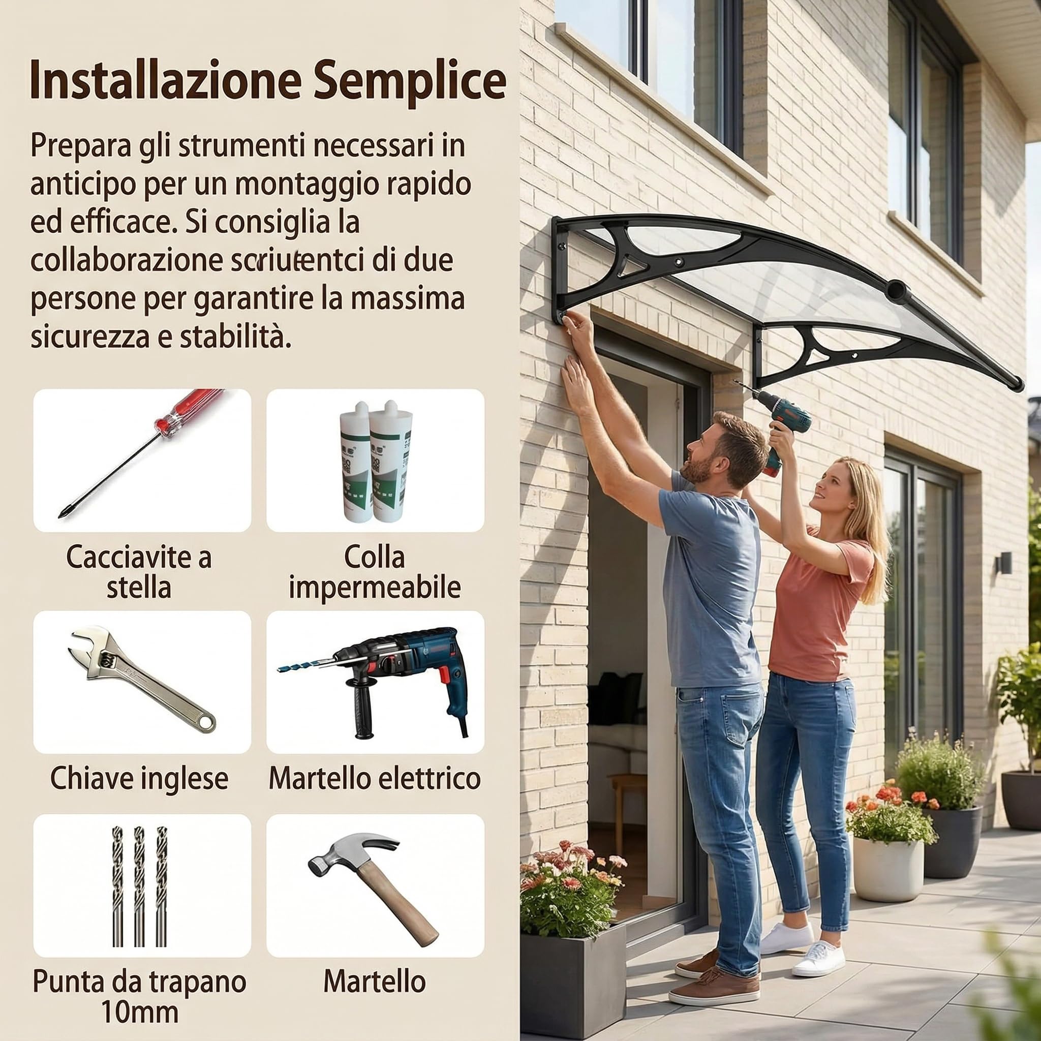 120x200cm pensilina da esterno【ERRTSDB tettoia, Grigio Argento+Verde】Protezione UV, Pioggia, Modulare con Groove di Scarico per Porte Balcone Finestre Elegante E Resistente