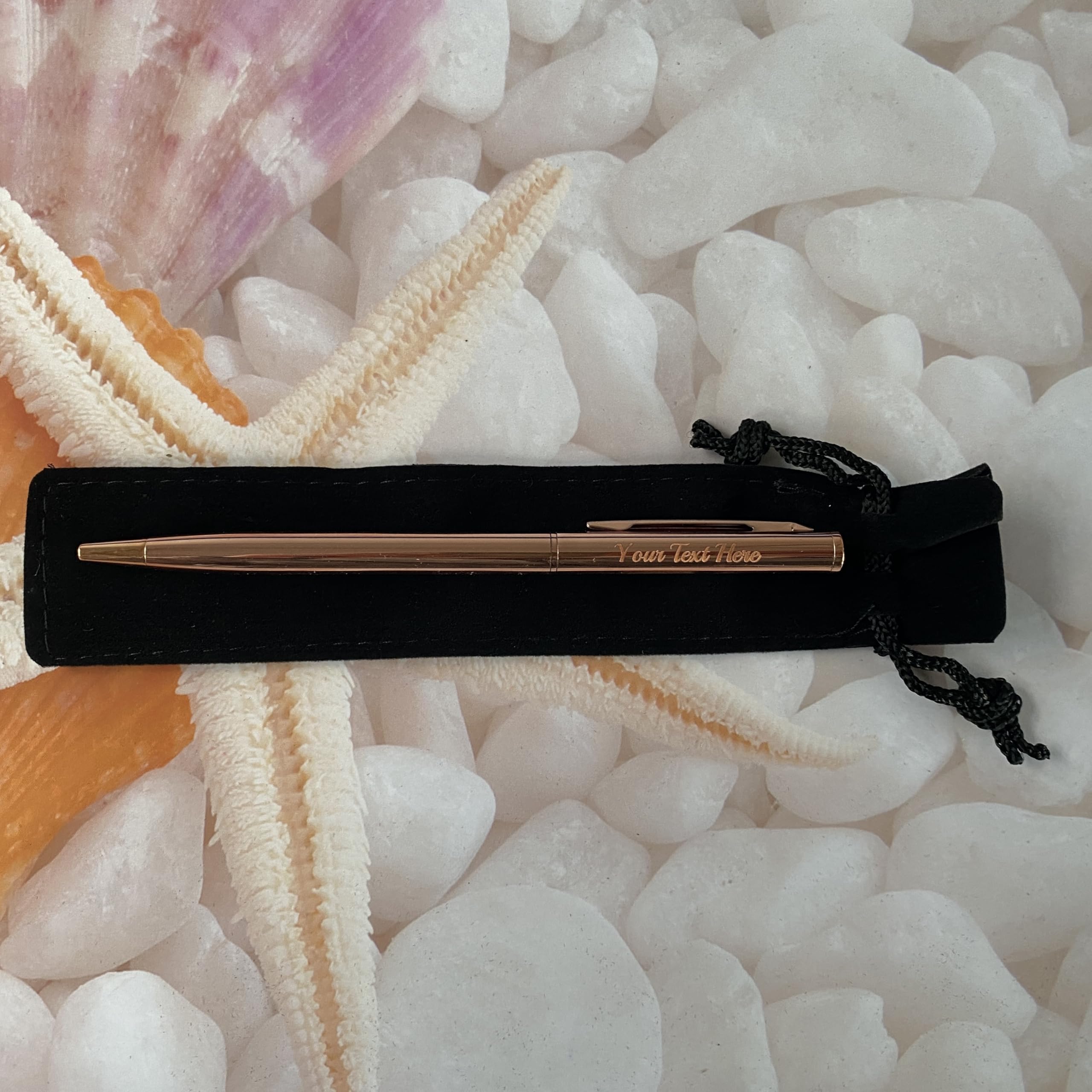 Custom pen personalised Pens, Free velvet pen case, Group Gift, for Teacher, Friends, Student, Faimily, Wedding, Business, Baby shower (Gold) — image 1