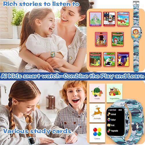 Miniatura 9 de Smart Watch for Kids Boys Age 5-12, Ai Functions Games HD Touch Screen Watches with Video Camera Music Player Pedometer Heart Rate Sleep Tracker