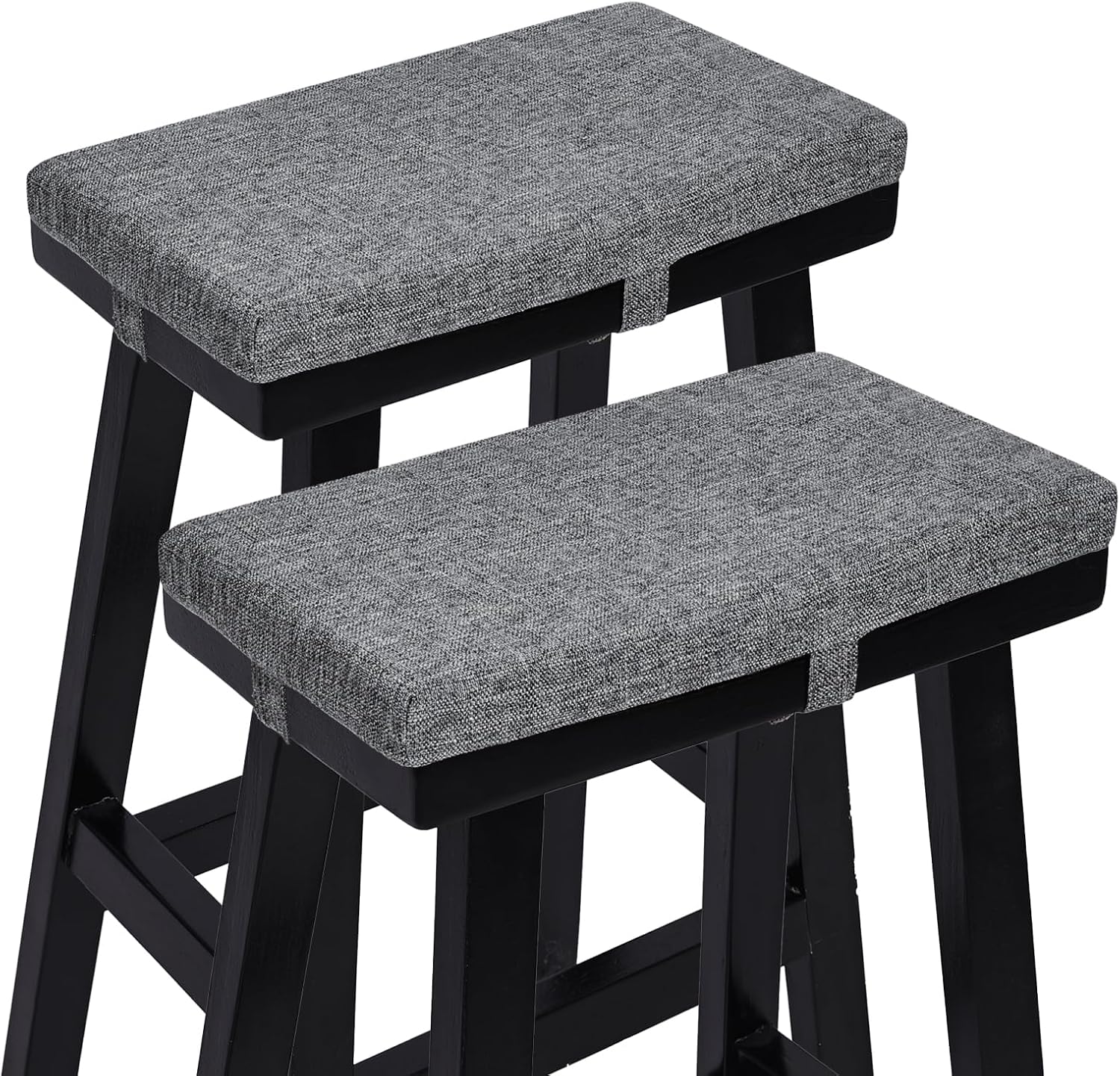 baibu Rectangle Bench Stool Cushion Set of 2, Non-Slip Saddle Stool Seat Cushions Bar Stool Cushion with Machine Washable Cover - 2 Cushions Only (Grey, 18x9.5x1.5in) Gray 18x9.5x1.5 Inch (Pack of 2)