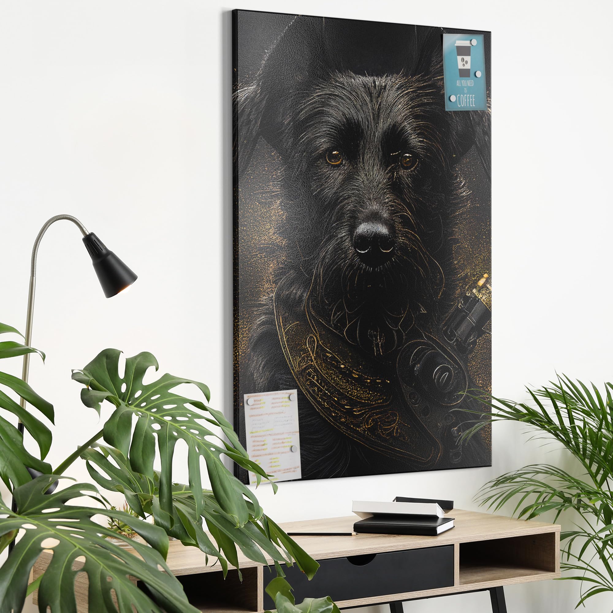 DEQOART Lavagna magnetica in metallo, 60 x 90 cm, motivo "Steampunk Wachter", lavagna bianca per tutti i magneti, lavagna magnetica da parete per cucina e ufficio, bacheca magnetica