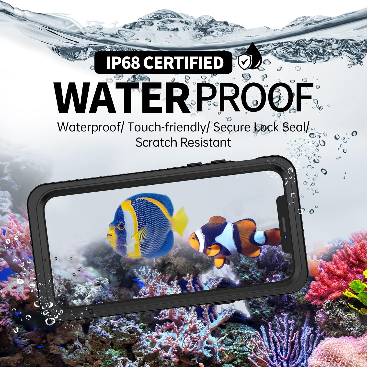 BEASTEK for iPhone 12 Waterproof Case, FSN Series IP68 Magnetic Shockproof Case with Built-in Screen Protector and MagSafe Protective Cover, iPhone 12 6.1 inch (Black)