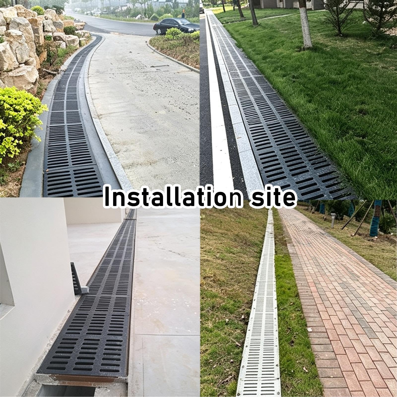 Grille de Drainage en Résine Composite avec Cadre Regard Carré Antidérapant