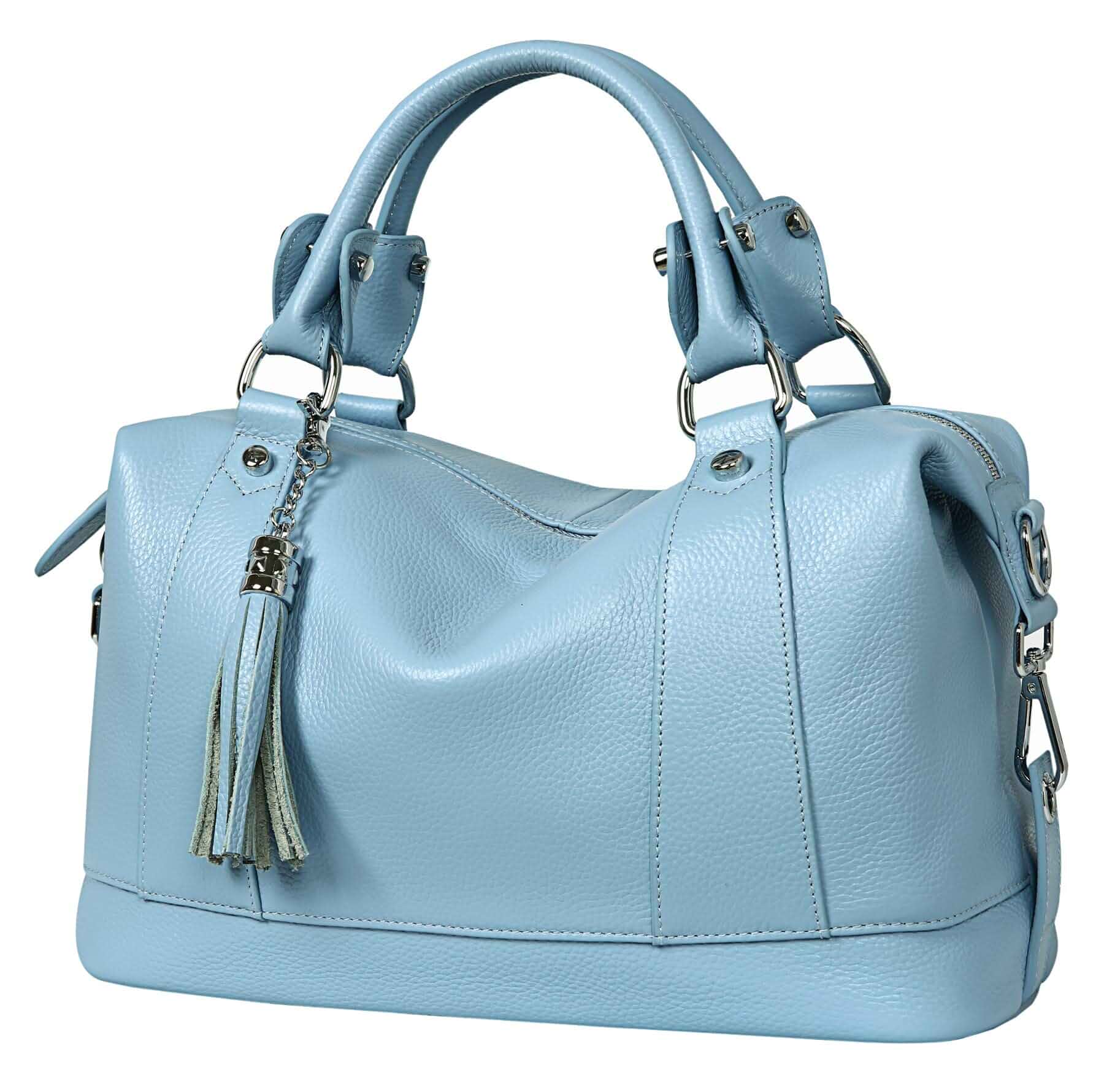 HESHE Genuine Leather Purse for Women Satchel Tote Bags Shoulder Handbags Soft Top Grain Leather,Tassel,Large Capcity,Adjustable Long Strap,Roomy,Top Handle,Crossbody,Trendy,Travel,Work,Daily Use