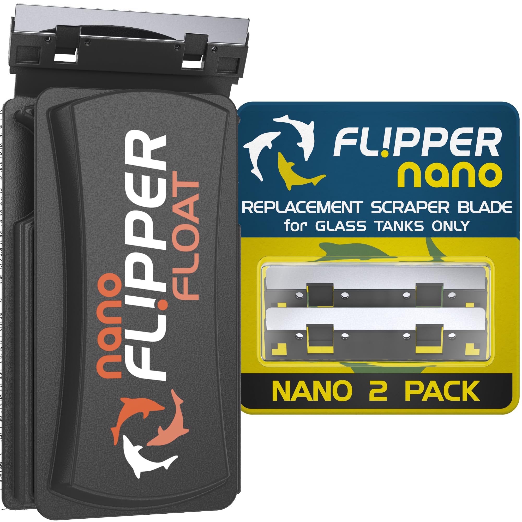 Flipper Cleaner Float - 2-in-1 Floating Magnetic Aquarium Glass Cleaner & Flipper Nano Aquarium Scraper Replacement Blades
