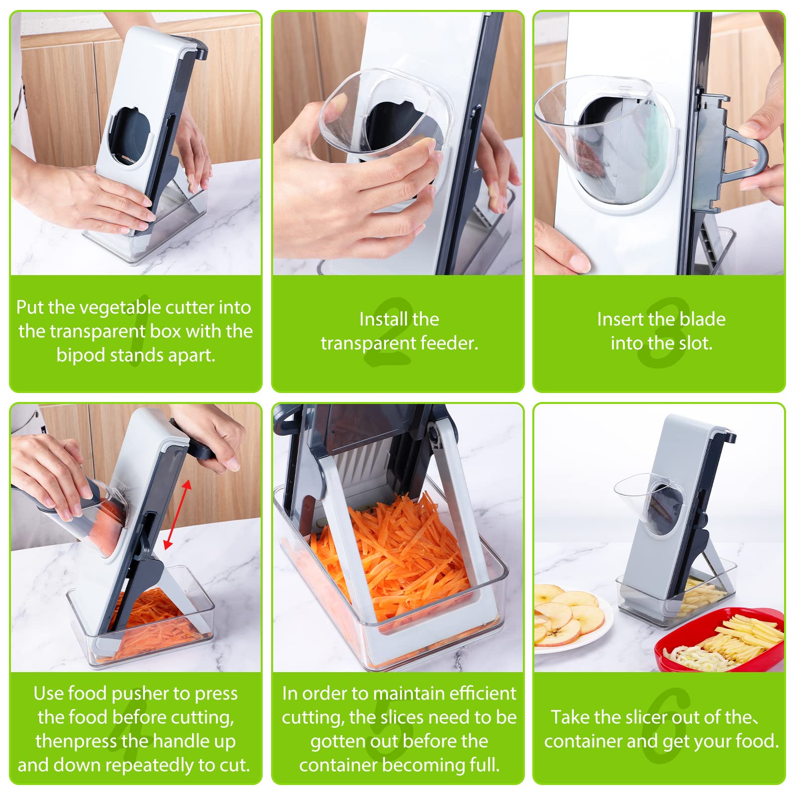 Mandolina per Verdure,Taglia Verdure Multifunzione per Affettare, Patate Cipolla Chopper Sicuro Verticale Dicer Frutta