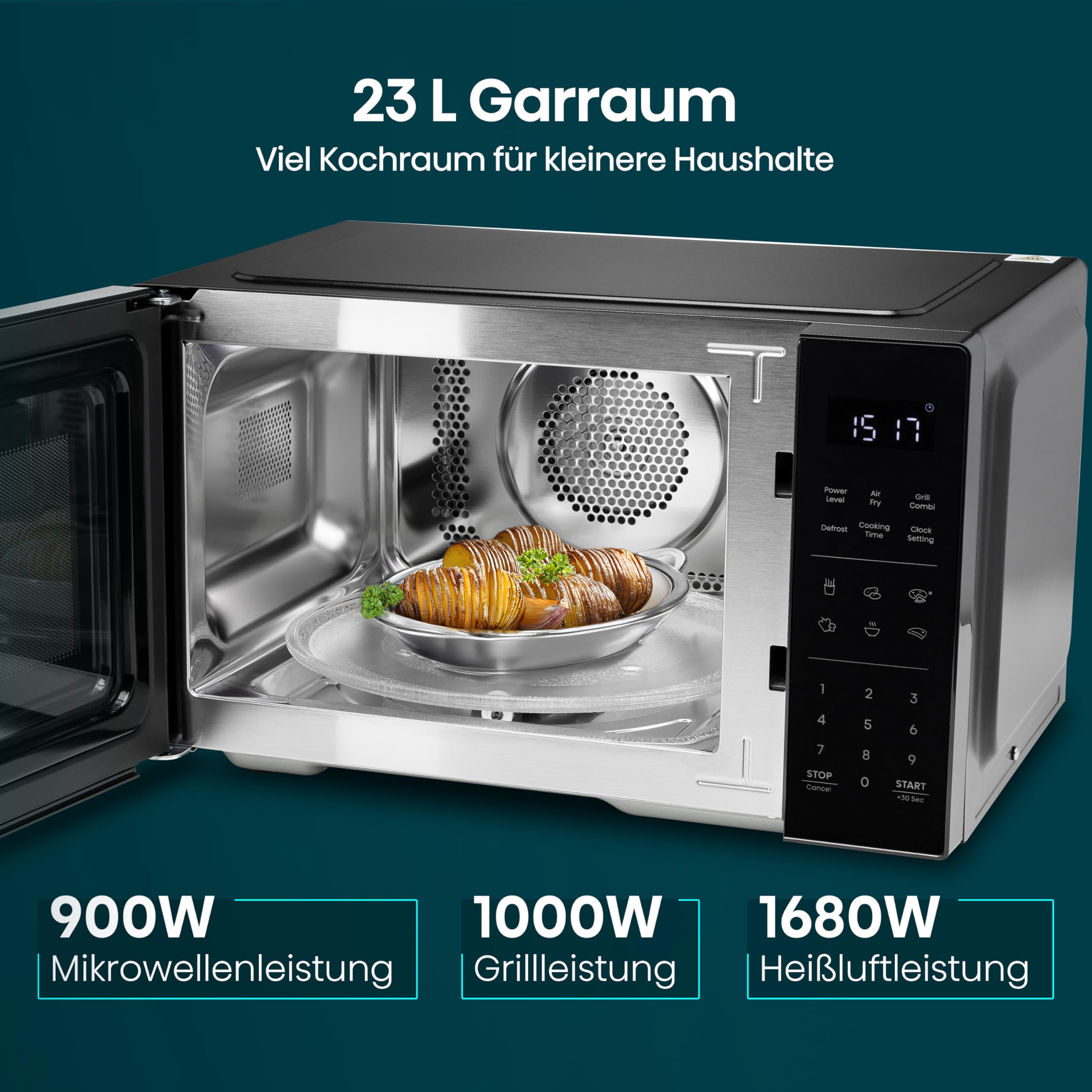 Hisense H23MOBS5HC Mikrowelle 23L 900W AirFry 4 in 1 Schwarz