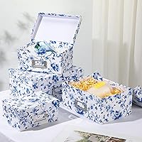 Vista 3 de Briful Blue and White Porcelain Storage Boxes with Lids, Set of 4 – Chinoiserie Nested Card Photo Storage Box Organizer, Decorative Paperboard Box