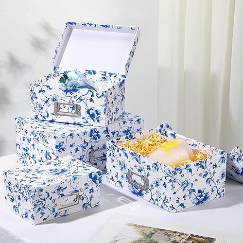Miniatura 3 de Briful Cajas de almacenamiento de porcelana azul y blanca con tapas, juego de 4  Chinoiserie - Organizador de tarjetas anidadas para almacenamiento