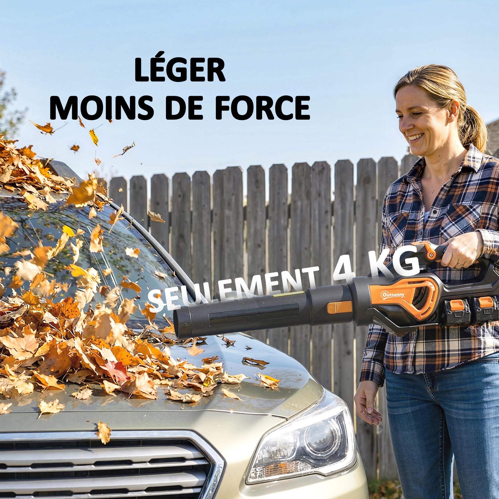 Outsunny Souffleur de Feuilles sans Fil Moteur Brushless Orange et Noir