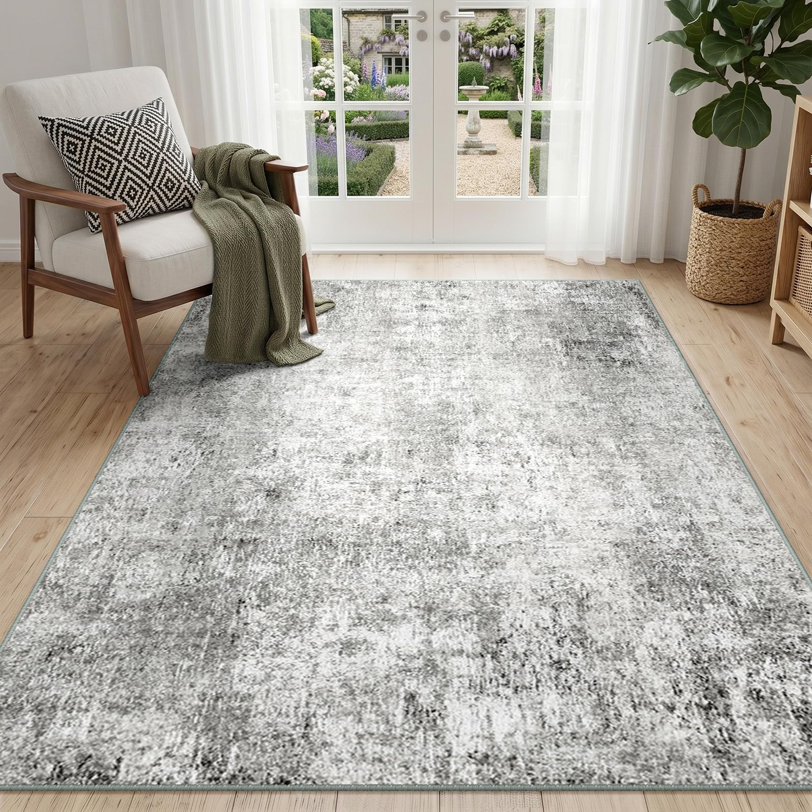 Tapis antidérapant et lavable gris 120x180 cm pour sécuriser le couloir et salon