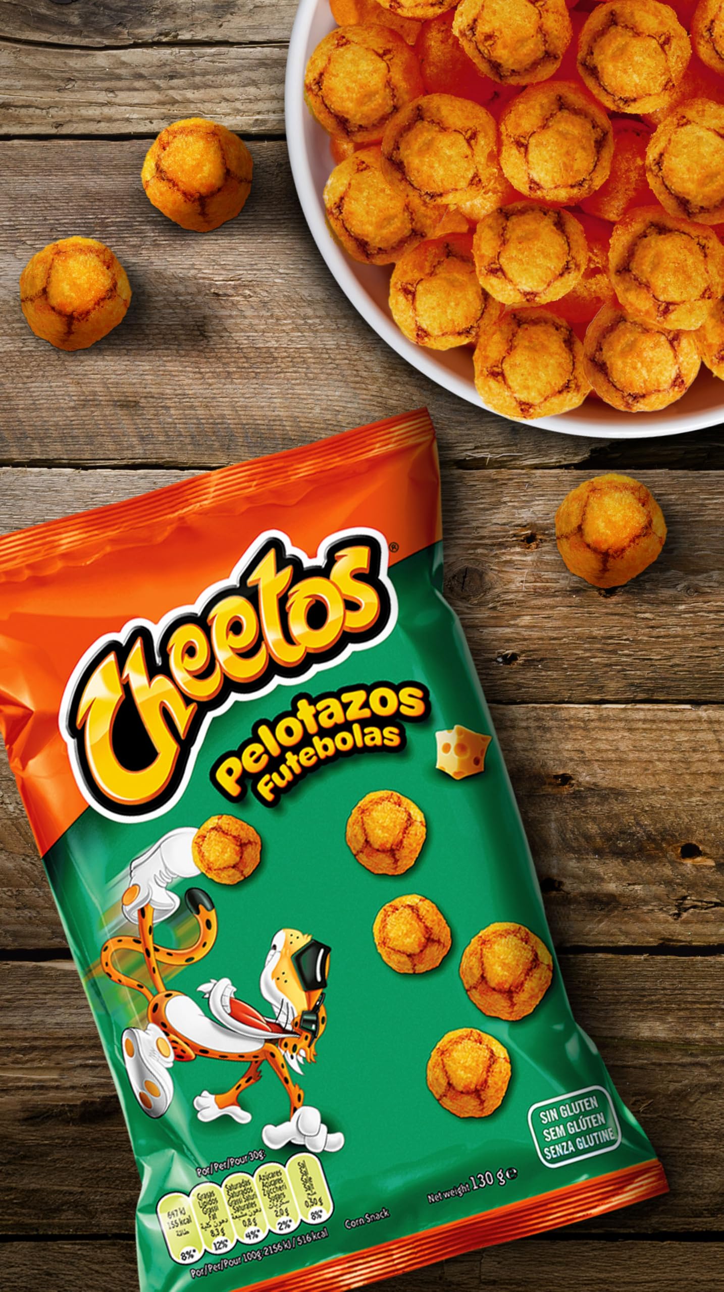 Cheetos Pelotazos, Producto de Aperitivo, Snack sabor a Queso con forma de pelotazos, bolsa individual, 130gr