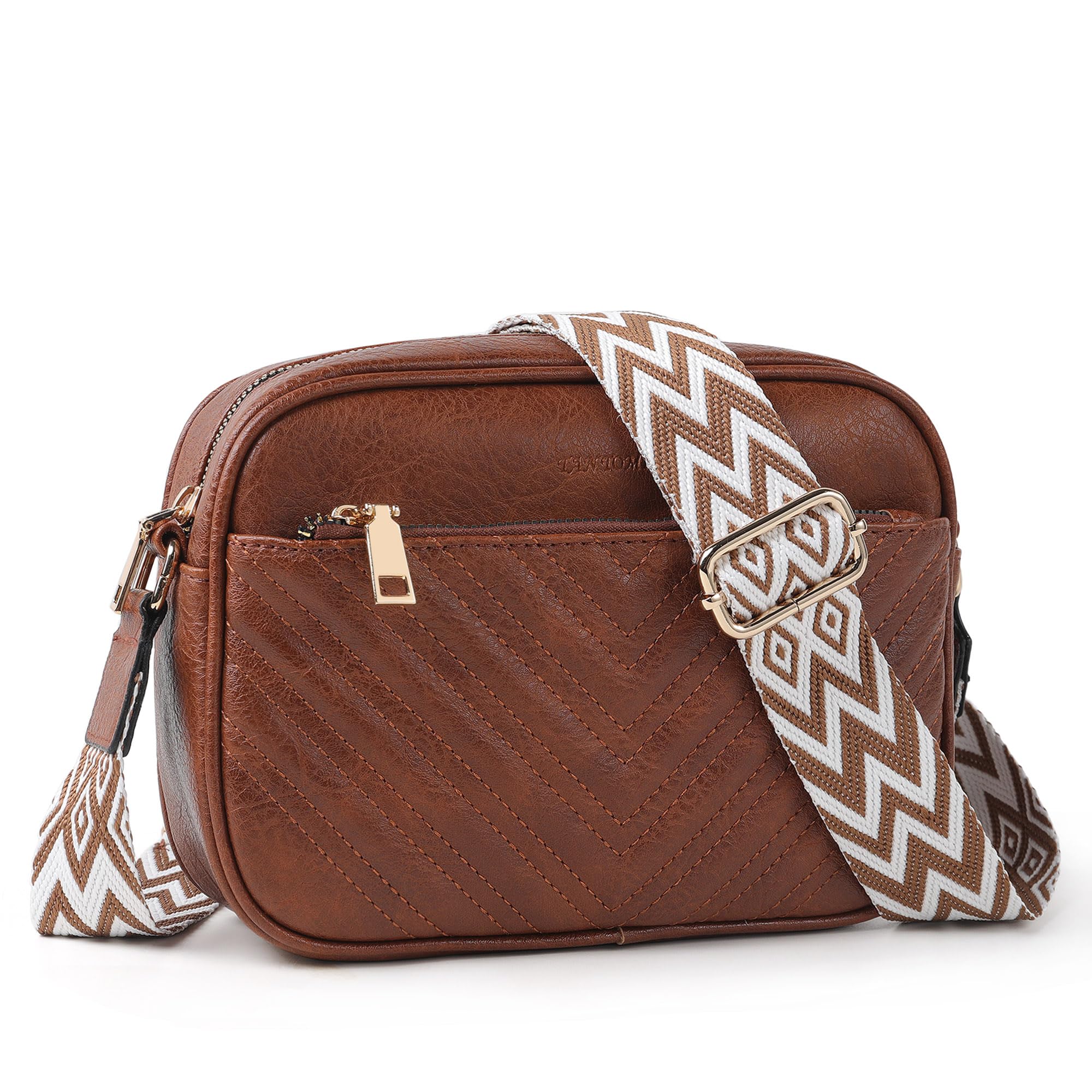 TANTOMI Crossbody Purses for Women Leather Purse Shoulder Handbags with Wide Strap Small Crossbody Bags for Women Travel