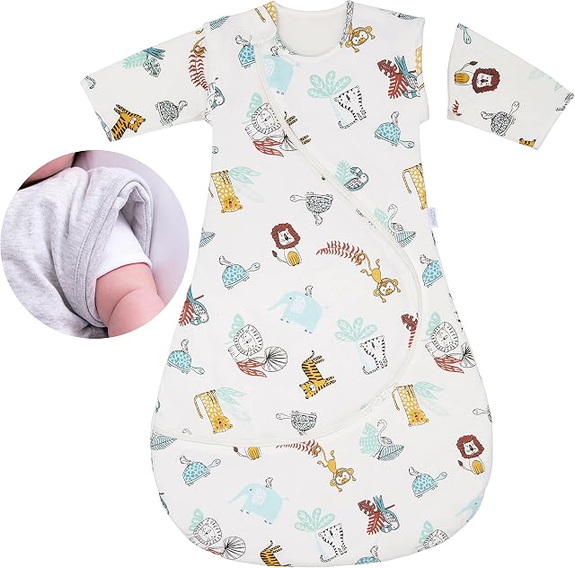 PurFlo Baby Sleeping Bag | All-Season 2.5 tog Sleeping Bag with Removable Sleeves | 3-9 Months | Travel Friendly Sleep Sack | Newborn Essentials for Winter & Summer Use | Garden Zoo