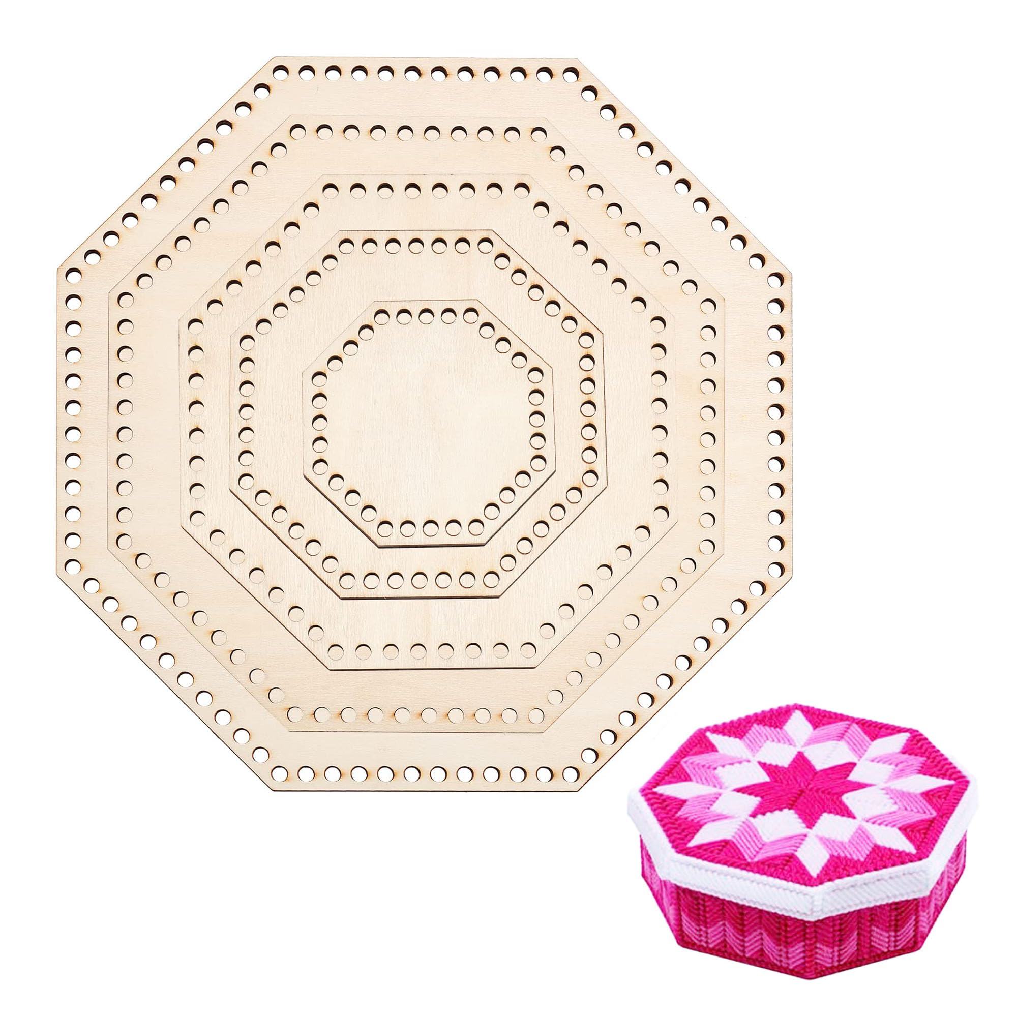 5 PCS Wooden Basket Bottom, Hexagonal Crochet Knitting Basket Wood Base Shaper for DIY Basket Craft Weaving Making Supplies