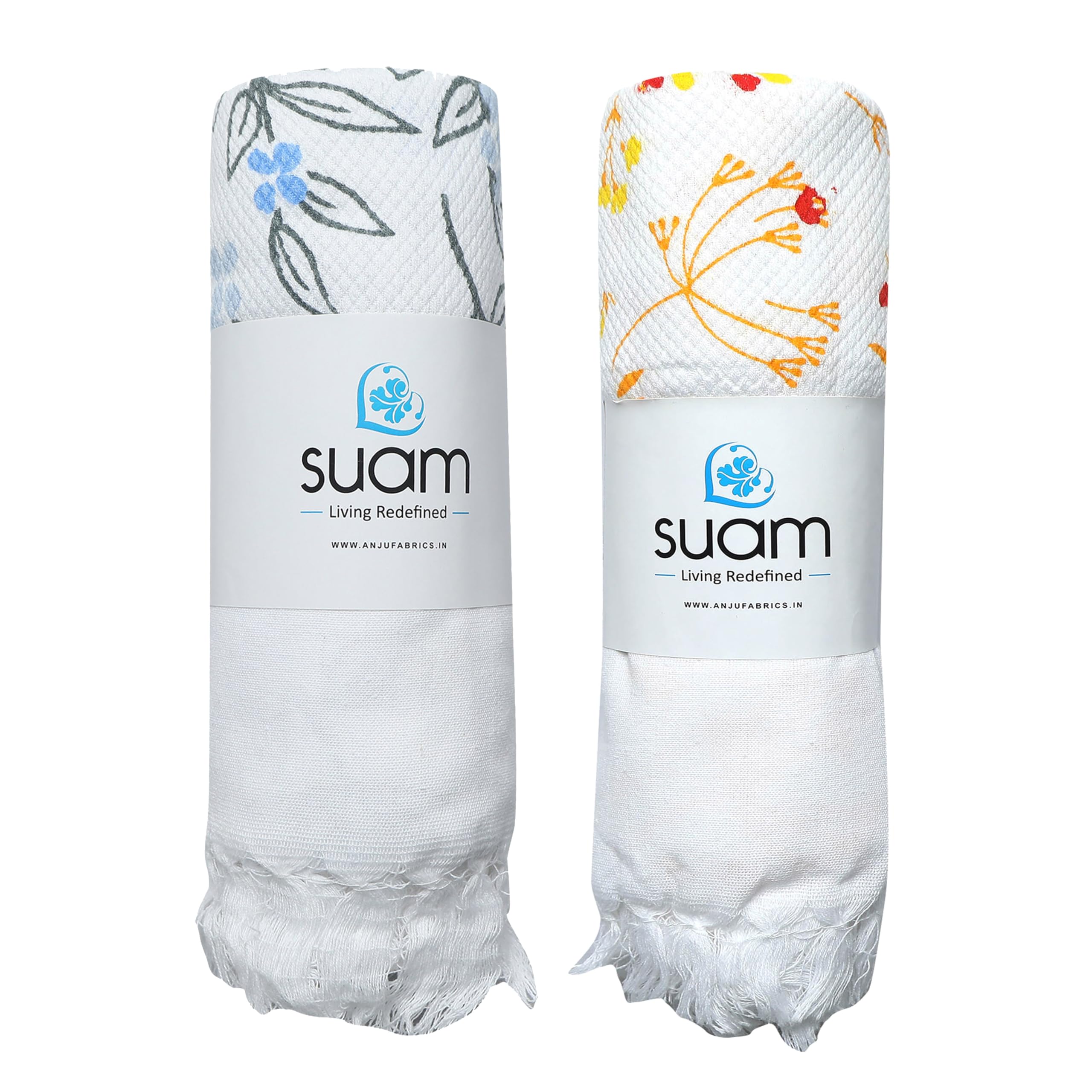 Suam Aruba Cotton Towel - 100% Cotton | Quick Absorption for Beach, Pool, Travel, Spa & Yoga | Printed Cotton Towel - Standard Size |Grey & Saffron, Pack of 2 (B0CSVZH9SG) Amazon Price History, Amazon Price Tracker