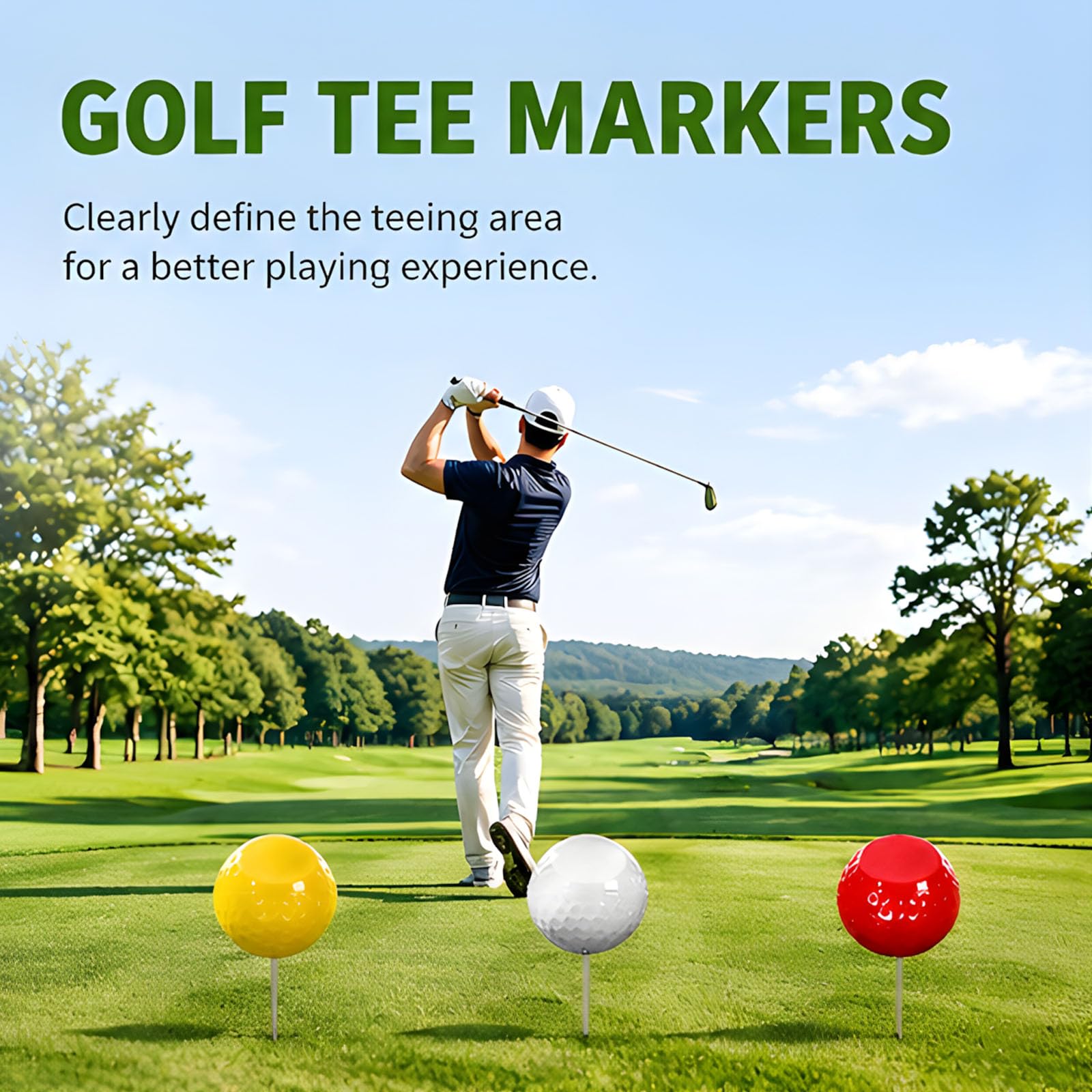 Marcadores de Campo de práctica para áreas de de Golf, Juego de marcadores de Cabeza de Bola de 2 Piezas con estacas de Suelo para colocación de césped Aire Marcador de instalaciones de