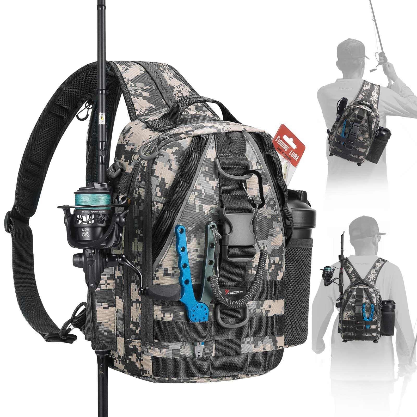 Piscifun Fishing Backpack in digital camouflage