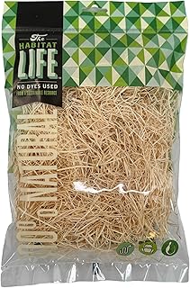 The Habitat Life - Natural Fine Cut Excelsior - for Birds, Hamsters, Gerbils, Rats & Other Small Mammals - Soft & Absorbent - Wood Fiber - Dye-Free & Safe - Small - 1 Pack