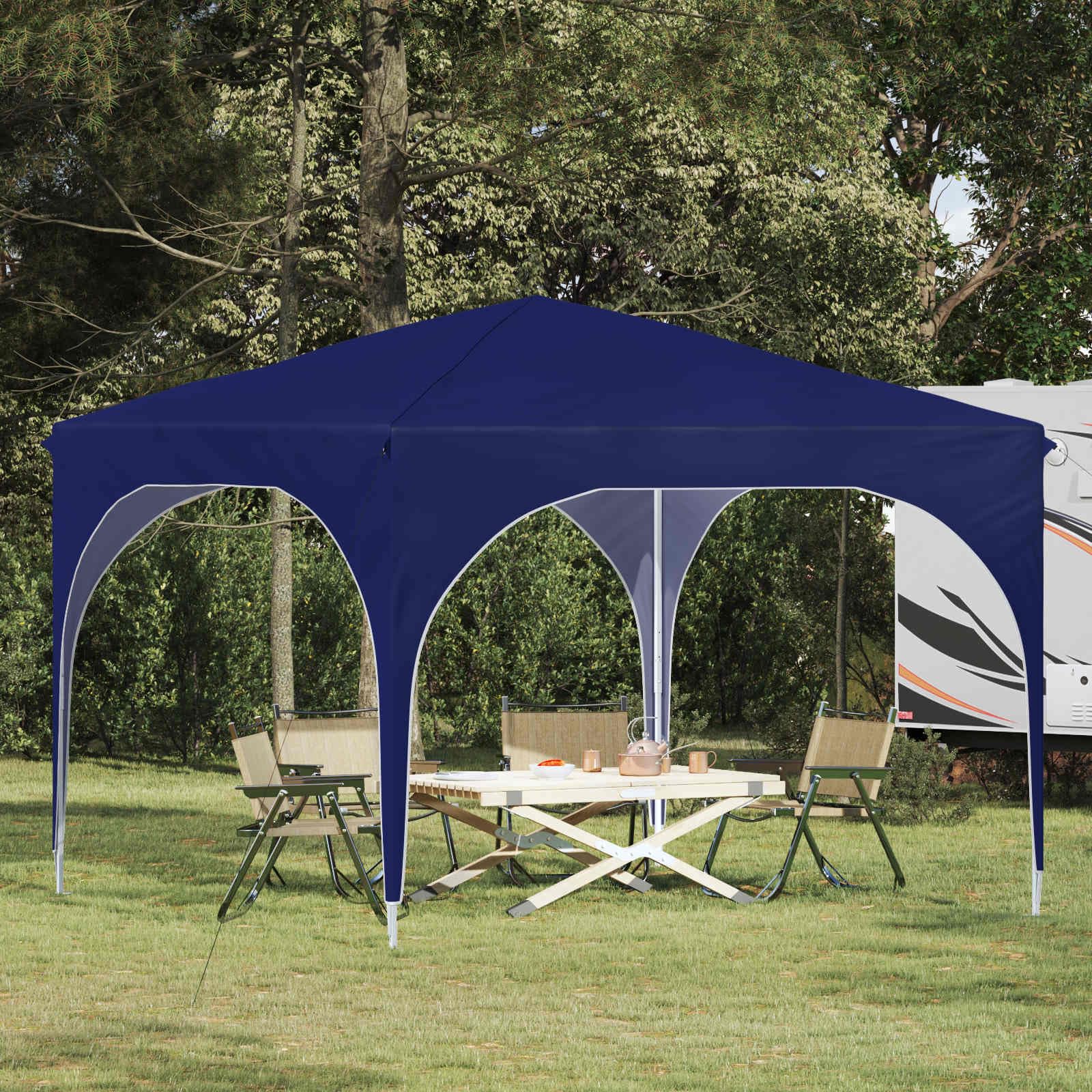 Namiot imprezowy Pop-up z Oxford 210D ze srebrną powłoką, 290 x 290 x 245 cm, niebieski, składany i z regulacją wysokości, stabilna rama stalowa, odporny na warunki atmosferyczne, idealny