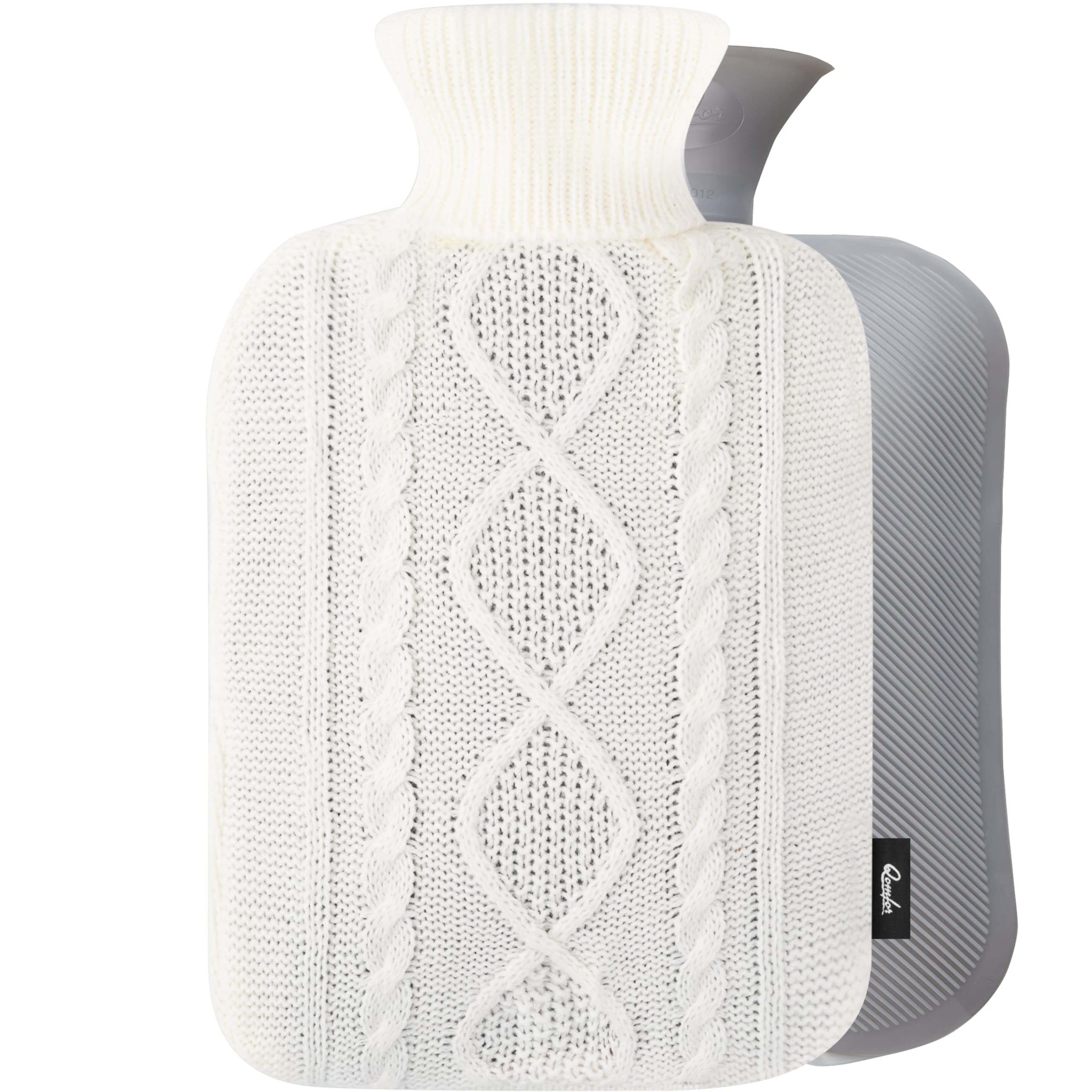 Sponsored Ad – Hot Water Bottle with Cover - Premium Soft Knitted Cover - 1.8l Large Capacity - Hot Water Bag for Pain Rel...