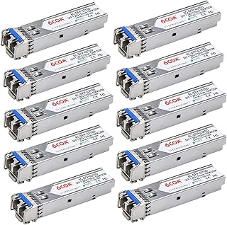 10Pack 1.25G SFP Transceiver 1000Base-lx Module, 1310nm LC Single Mode Module, up to 10 km, for Cisco GLC-LH-SMD/GLC-LH-SM/SFP-GE-L, Ubiquiti, Netgear, D-Link, Supermicro