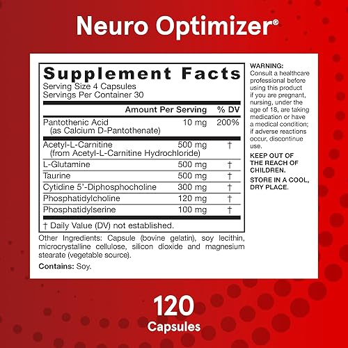 Miniatura 6 de Jarrow Formulas Neuro Optimizer - Suplemento dietético - Salud cerebral y apoyo antioxidante - Incluye 7 nutrientes neuro - Sin gluten - 120