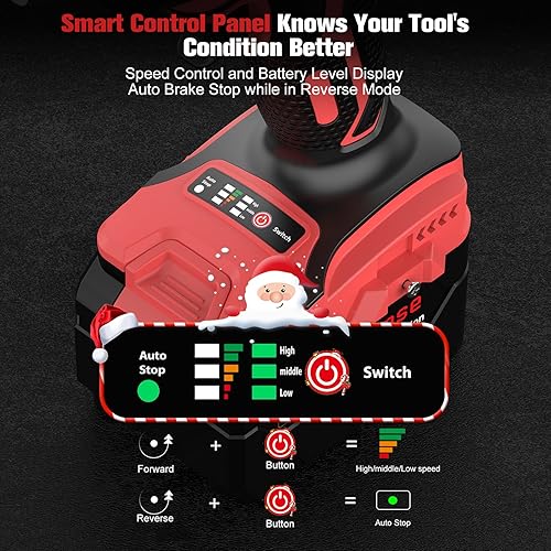 Miniatura 6 de Bamse - Llave de impacto inalámbrica de 12 pulgada, pistola de impacto eléctrica sin escobillas con 2 baterías, 3200 RPM y par máximo de 480