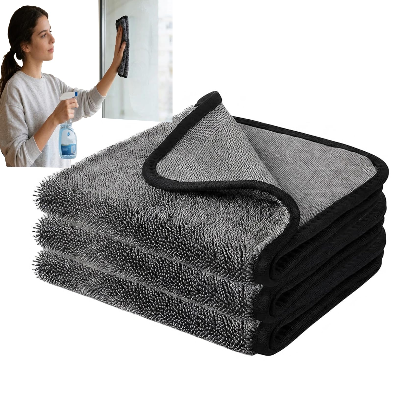 QiaoLiangYao 3Pcs Magic Bathroom Drying Cloth, Cleaning Cloth, Double-Sided Design Magic Car Drying Towel Bathroom Cloths For Showers Thickened Reusable Highly Absorbent