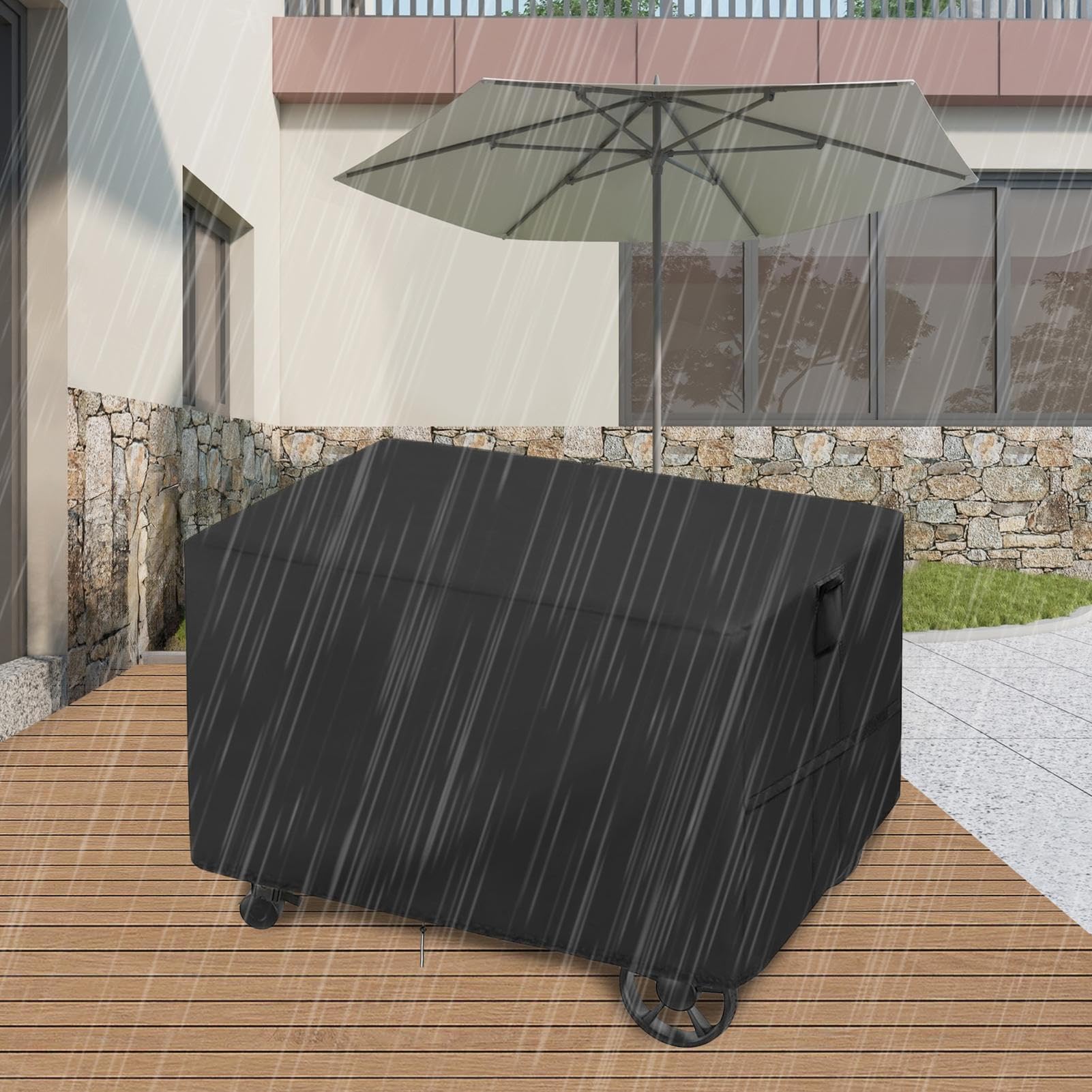 Wodoodporny pokrowiec na wózek do grillowania na cały rok, wytrzymała tkanina Oxford, ochrona przed kurzem na taras, trawnik i podwórko, idealny dla właścicieli domów