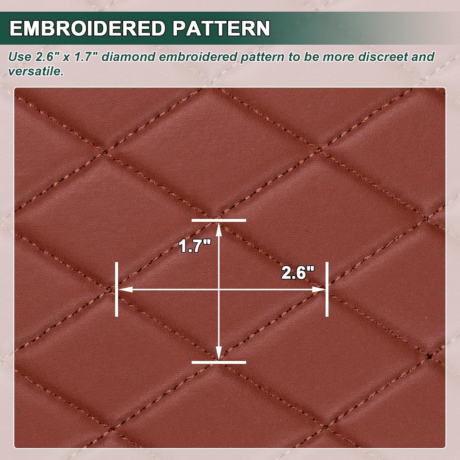 Vinyl Faux Leather Quilted Fabric Foam Backed,Upholstery Fabric Leather for DIY Projects,Decorate Leather Auto Sofa Headboard 63" Wide,Sold by Yard,Brown(BrownThread)