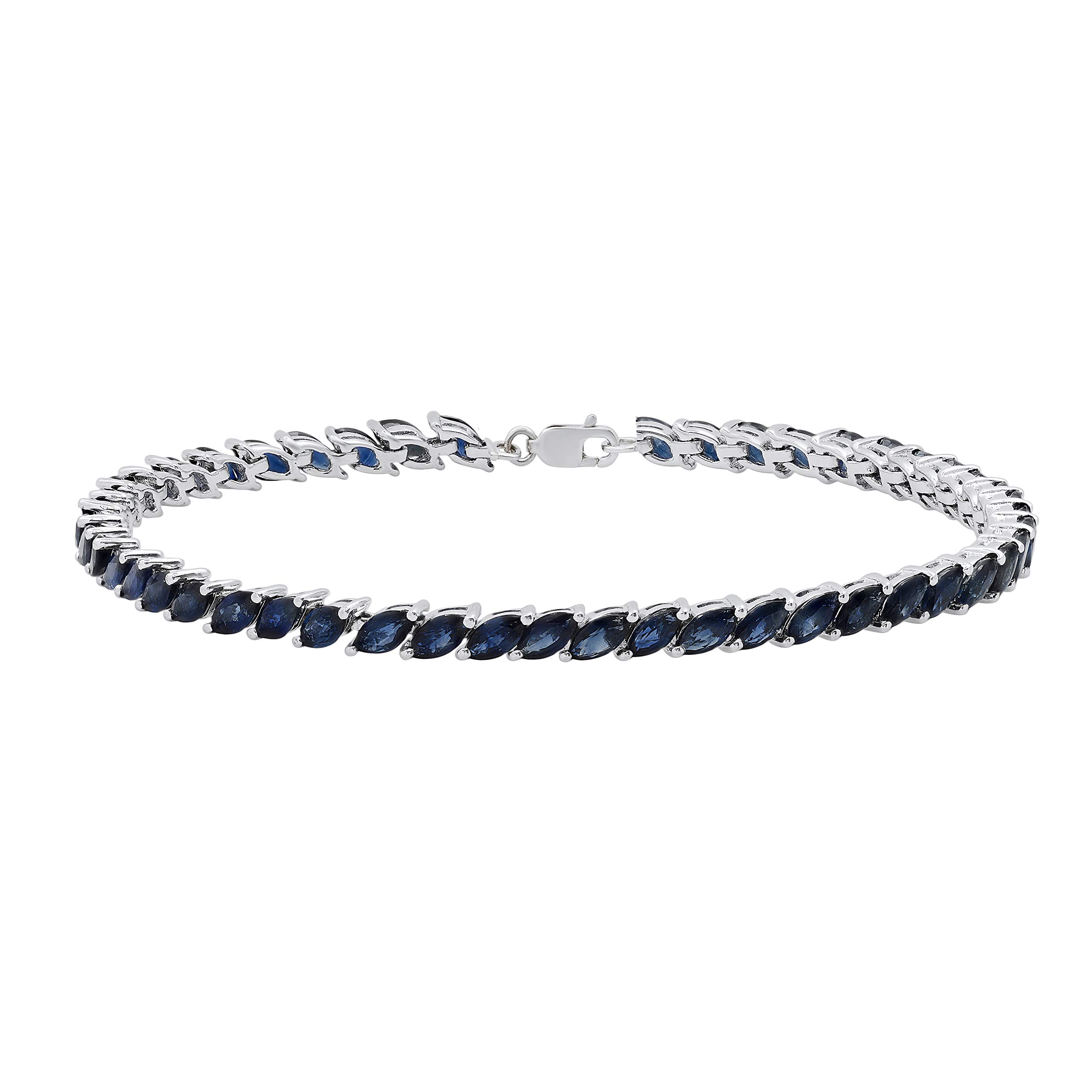 Dazzlingrock Collection Marquise Shape Blue Sapphire Ladies Tennis Bracelet, Sterling Silver