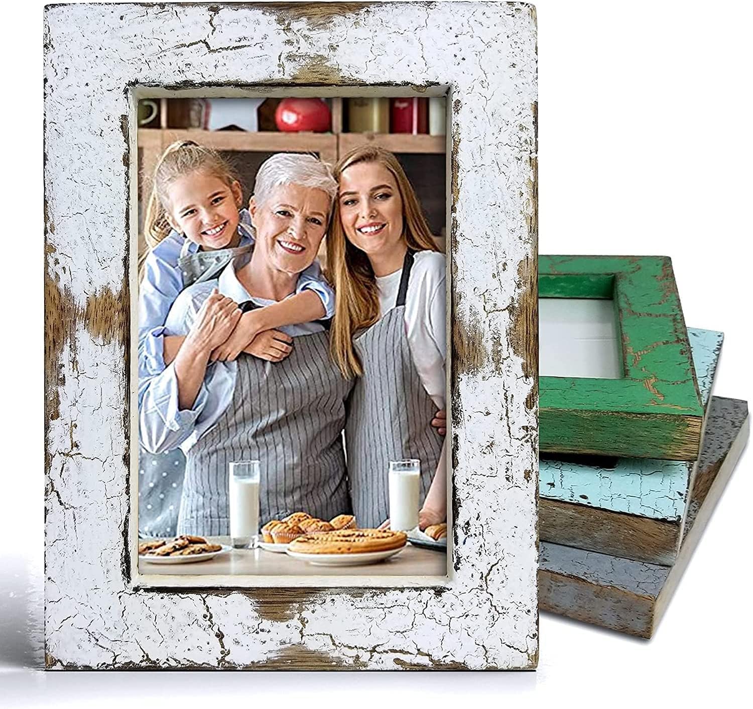 MY VINTAGE FINDSRustic Farmhouse Picture Frames 5x7 Distressed Wood Photo Frame (White)