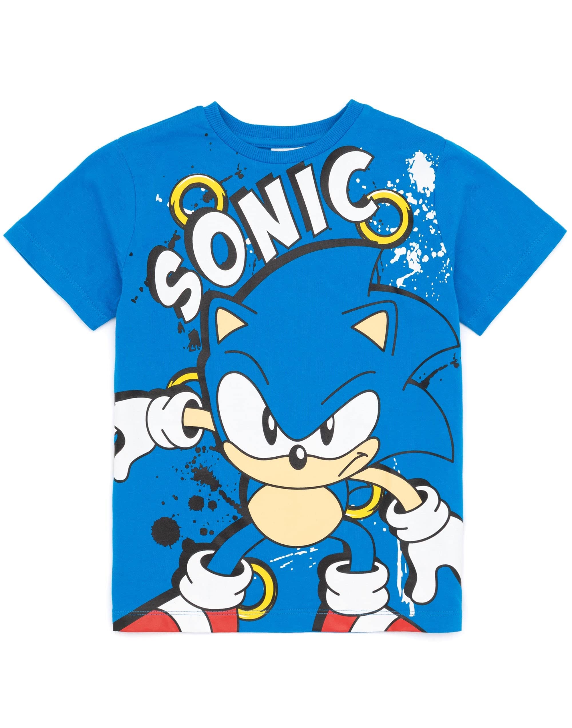 Sonic The Hedgehog T-Shirt 2 Pack Bambini | Ragazzi Ragazze Sonic Knuckles Gioco Film Personaggi Blu E Rosso Top | Doni di Beni per Lui lei