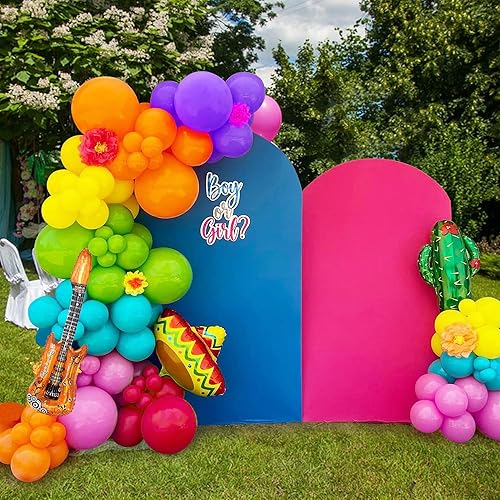 Miniatura 5 de Decoraciones de fiesta mexicana, 134 unidades, guirnalda de globos de fiesta, kit de arco de cactus, sombrero, guitarra, globos para taco,