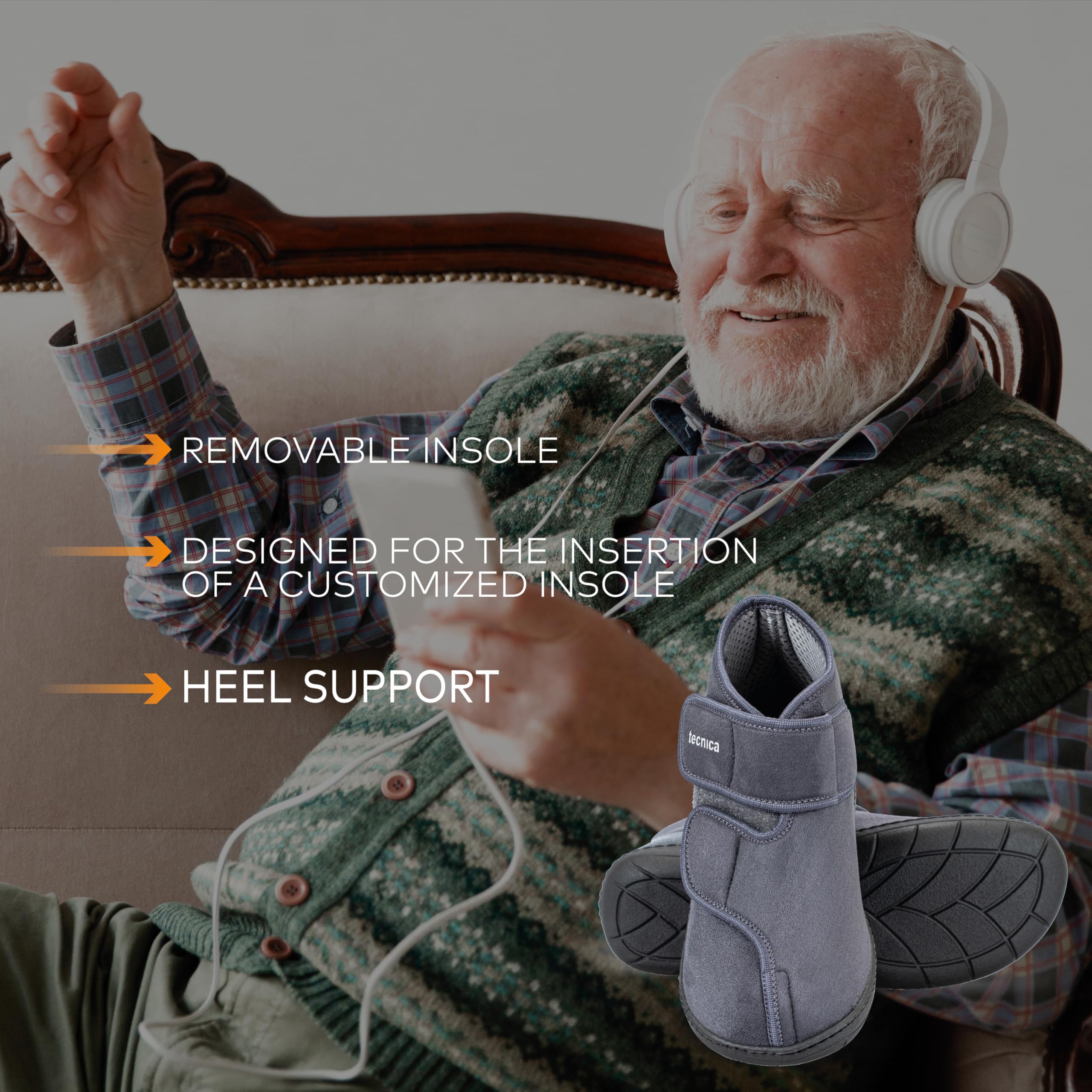 EXTRO STYLE - Scarpe Ortopediche Protettive Tecnica 1, per Riabilitazione e Recupero delle Funzioni del Piede, Tomaia in Microfibra e Suola Antiscivolo, Plantare Estraibile, Grigio