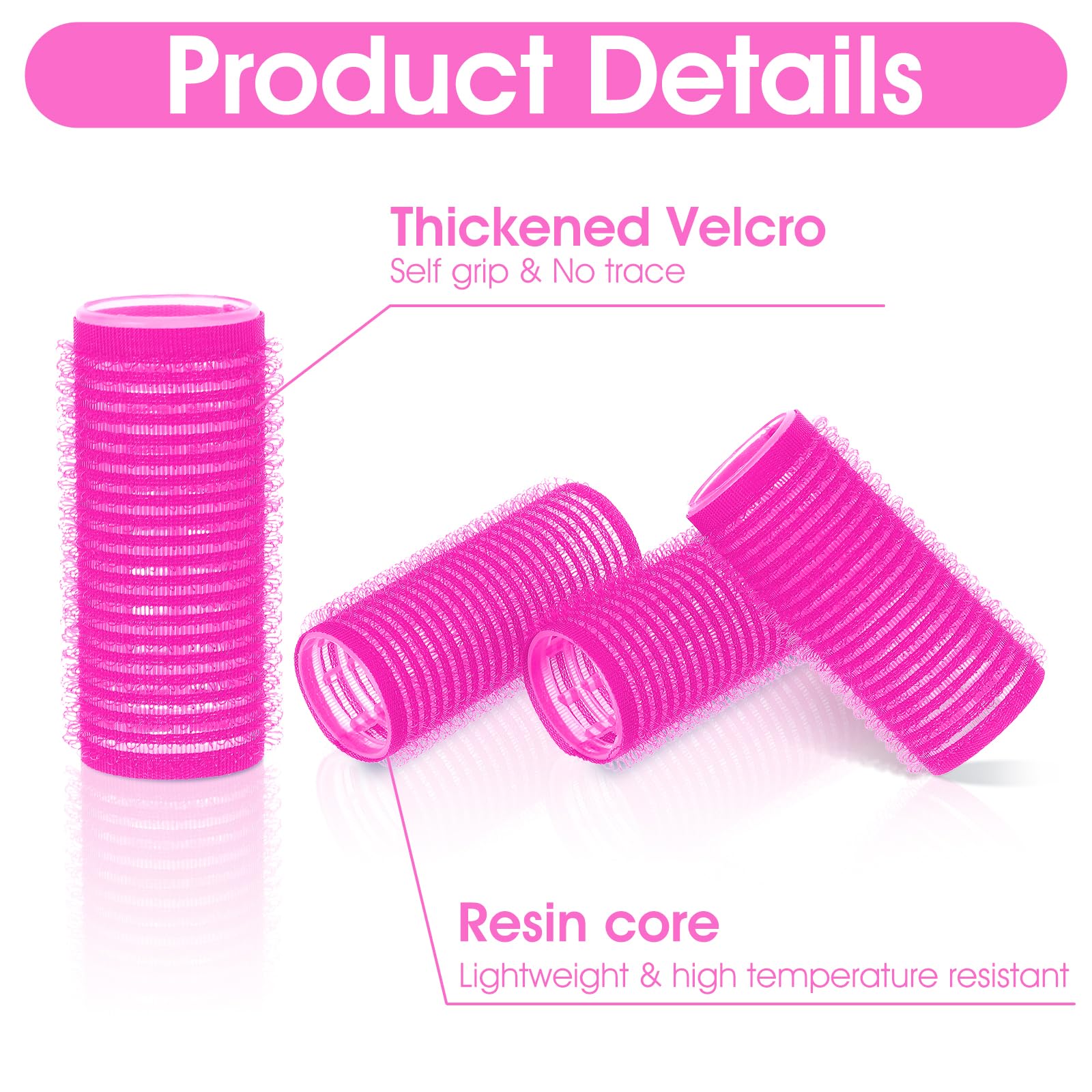 18pcs Self Grip Hair Rollers with Small Comb,Heatless Hair Curler,Plastic Rose Red Small Hair Rollers for Pro Salon Hairdressing and DIY Hairstyles (0.98 X 2.44 Inch) - Image 3