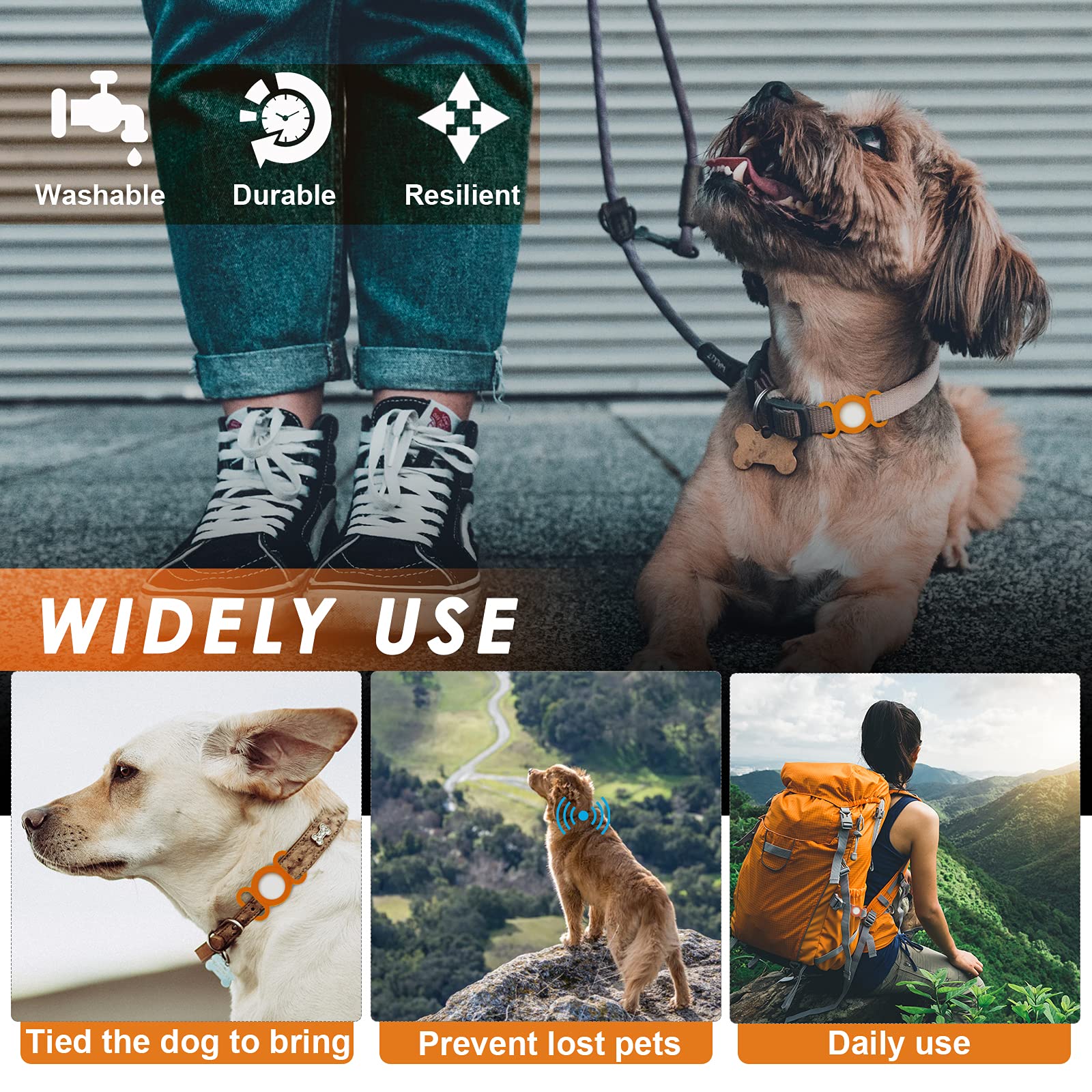 MYPETSTOCK® Custodie Airtag Per Cani E Gatti - Set Da 2, Impermeabili In Silicone Con Chiusura 360° - Blu Scuro/Menta - Foto 5