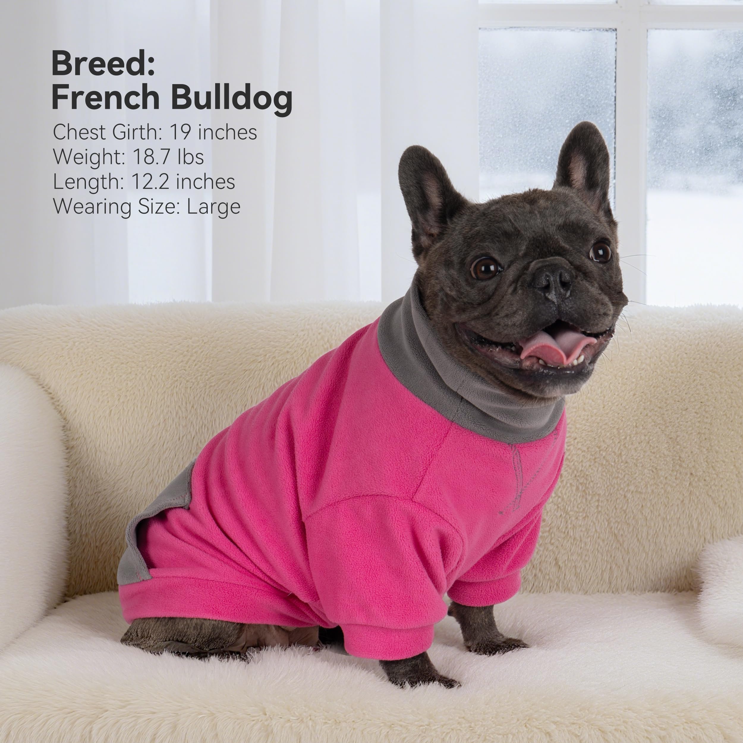 cyeollo Hundepullover für große Hunde, dehnbares, weiches Fleece, Sweatshirt für Hunde, Jungen und Mädchen, Rollkragen, warm, Winterkleidung für große Hunde mit Ärmeln, Rosa und Fuchsia, Größe 3XL, 2