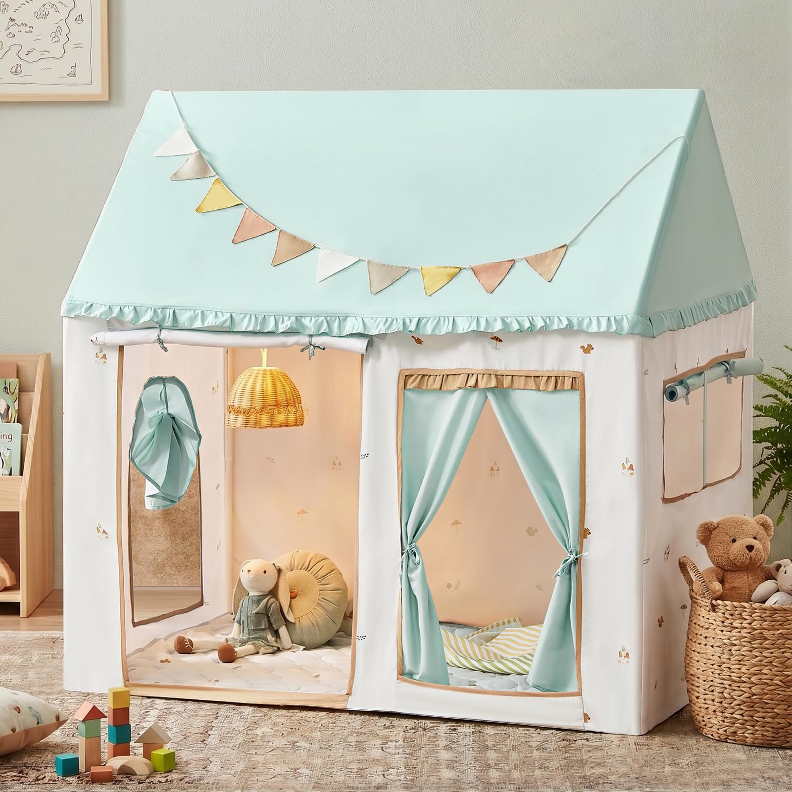 Tiny Land Kids Tent in soft sage green playhouse