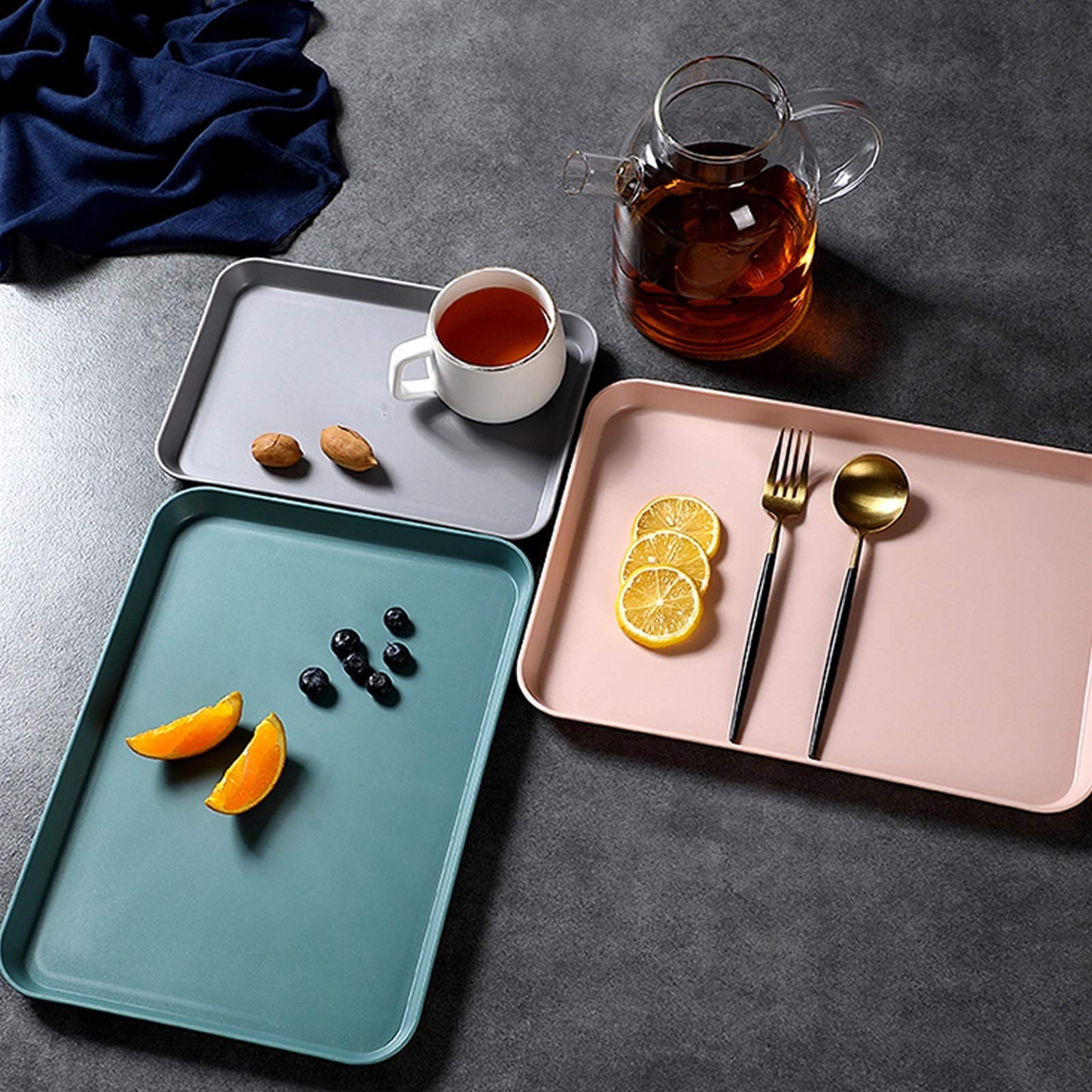 Bandeja/Bandeja Comer Plástico apilable joyería geométrica bandeja versátil escritorio organizador almacenamiento platos pequeños alimento servir bandeja de almacenamiento decoración Bandeja para el D