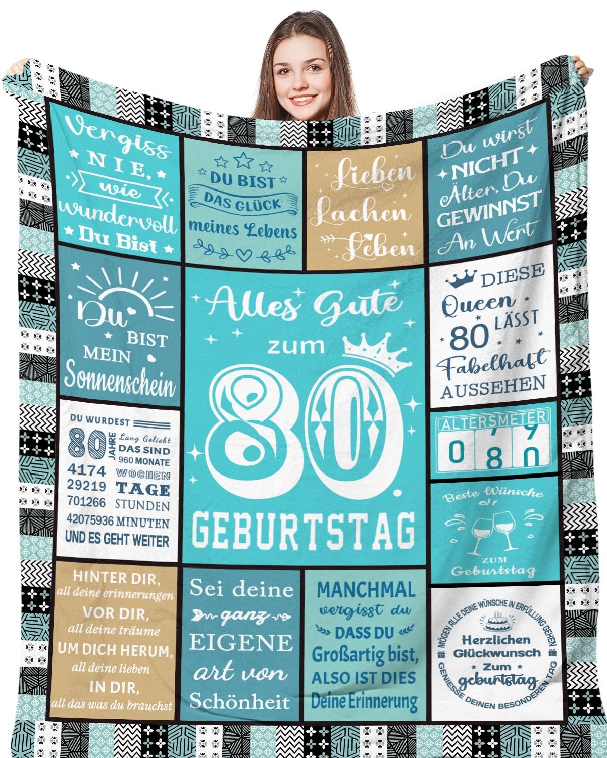 Aeoauter Geschenke für Frauen Geburtstag 150 x 130 cm - Personalisierte Kuscheldecke Geburtstagsgeschenk für Mädchen, Geschenk für Beste Freundin Schwester Tochter Mama Oma Geburtstag Decke Deko