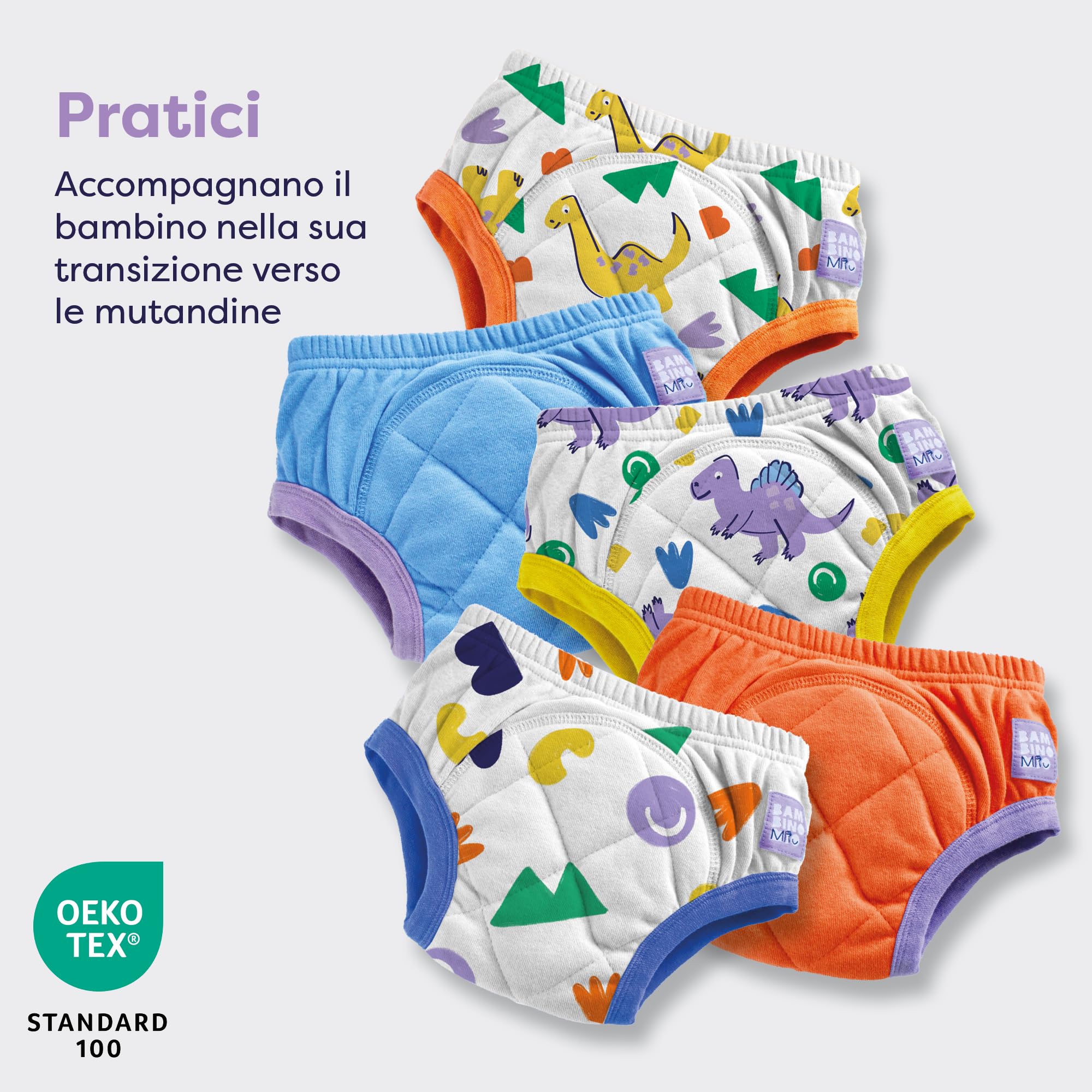 Bambino Mio Mutandine riutilizzabili per l'apprendimento del vasino, confezione da 5, 3-4 anni - Brave Dinos, per bambini e bambine, biancheria intima